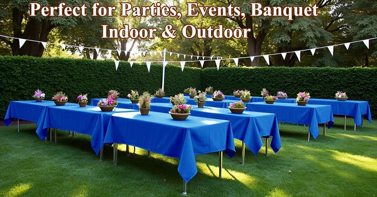 6 Pack Plastic Royal Blue Tablecloth for Parties, Rectangular Table Decorations, 54 x 108 Inches, Disposable Table Cover for Birthday, Graduation Party Supplies