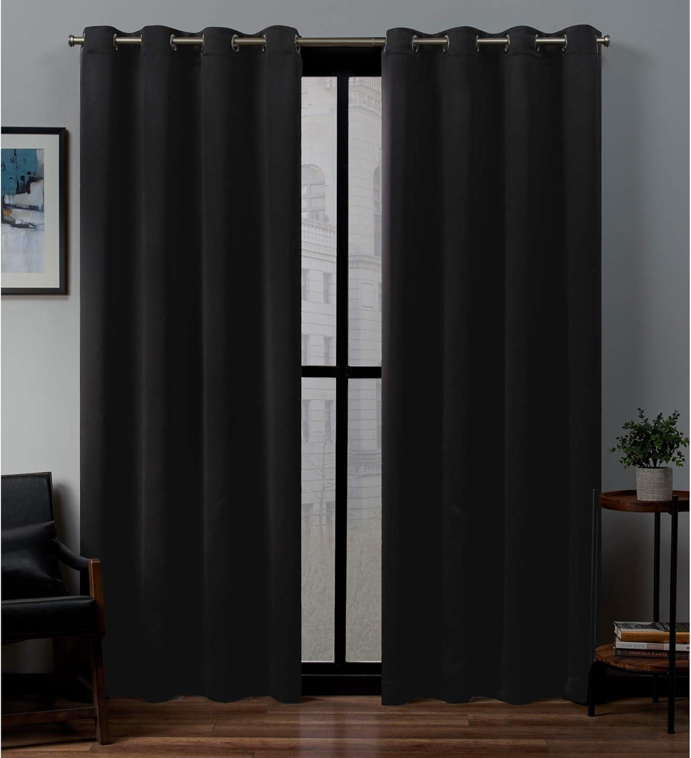 Set of 2 Sateen Twill Weave Insulated Blackout Grommet Top Window Curtain Panels - Exclusive Home