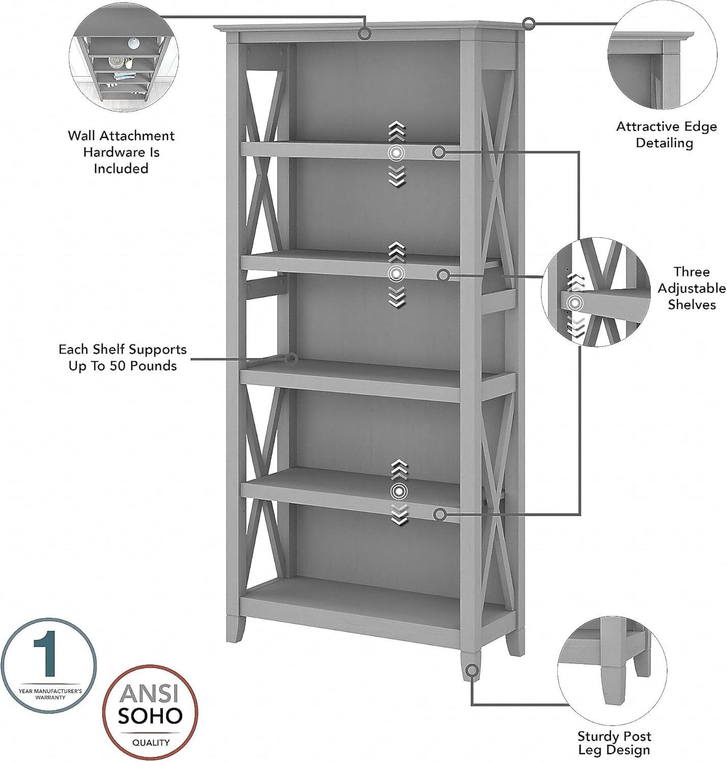 Key West 5 Shelf Bookcase Set in Bing Cherry - Engineered Wood