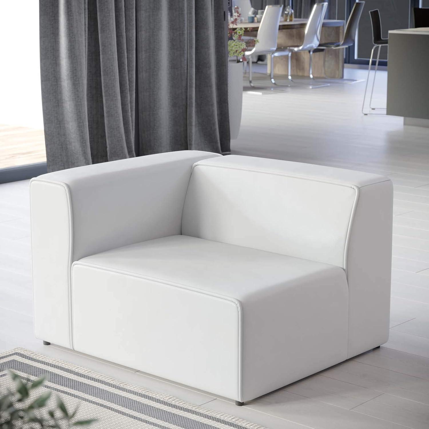 Mingle Vegan Leather Left Armchair White - Modway