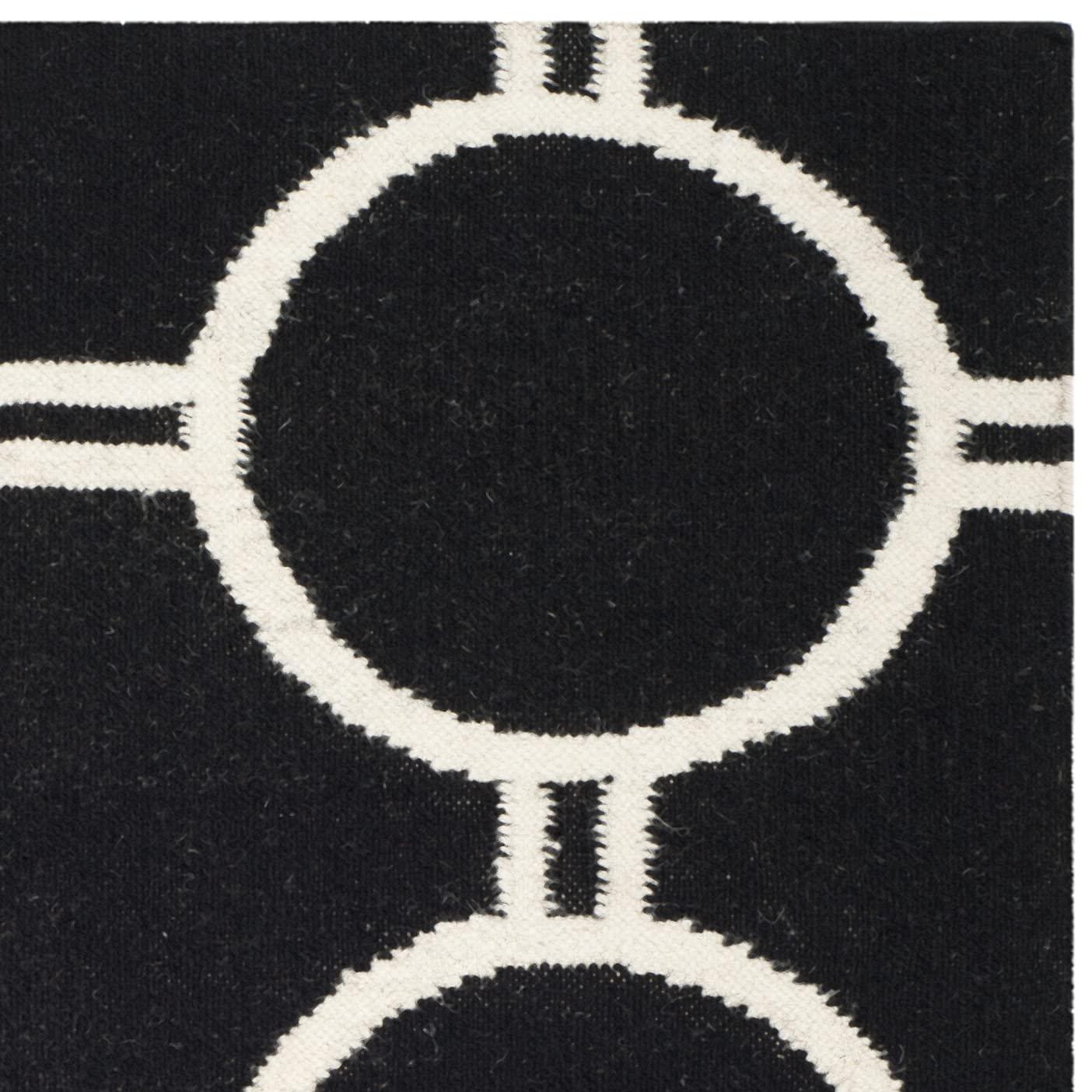 Dhurries DHU636 Hand Woven Area Rug - Black/Ivory - 3'x5' - Safavieh.