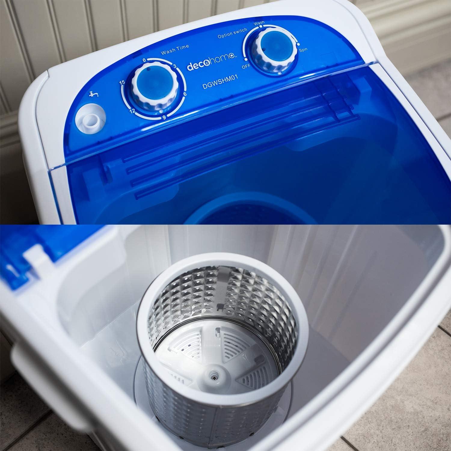 Deco Home Portable Washing Machine for Apartments, Dorms, and Tiny House with 8.8 lb Capacity, 250W Power, Wash and Spin Cycles, Includes Drainage Hose