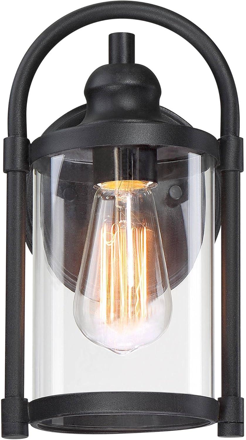 John Timberland Rustic Farmhouse Outdoor Wall Light Fixtures Set of 2 Black 10 1/4" Clear Glass for Exterior Barn Deck House Porch Yard Patio Outside