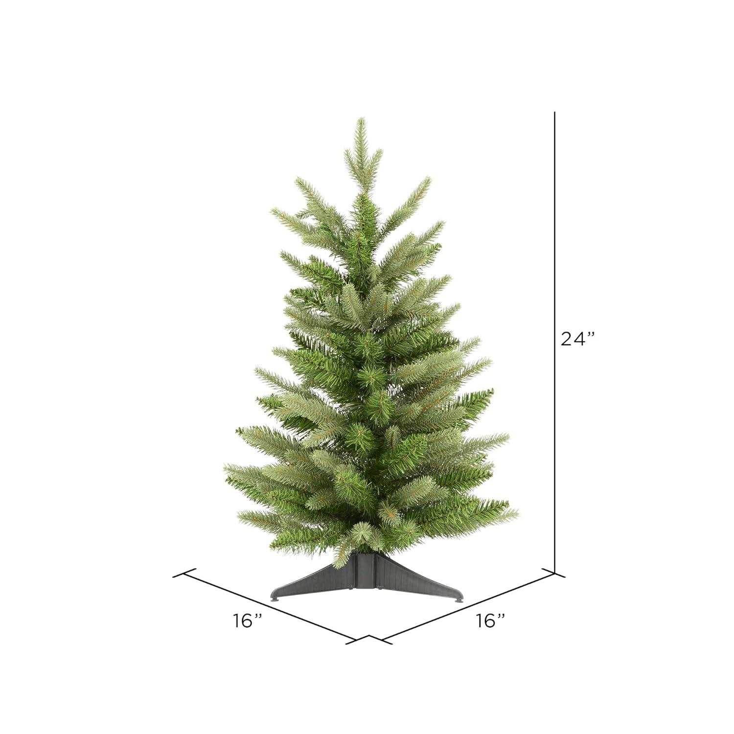 Vickerman 24" Fraser Fir Artificial Christmas Tree, Unlit - Faux Table Top Christmas Tree - Seasonal Indoor Home Decor
