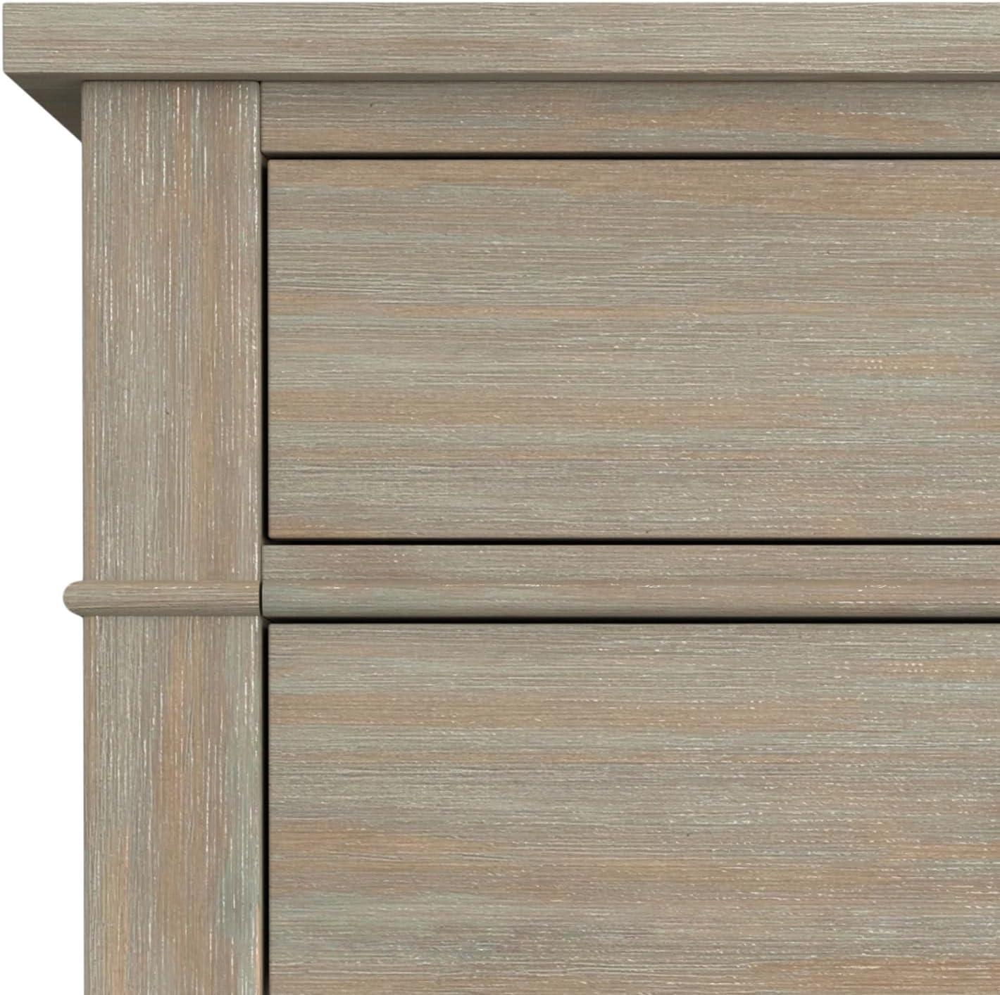 Simpli Home Carlton Solid Wood Bedside Table In Distressed Grey