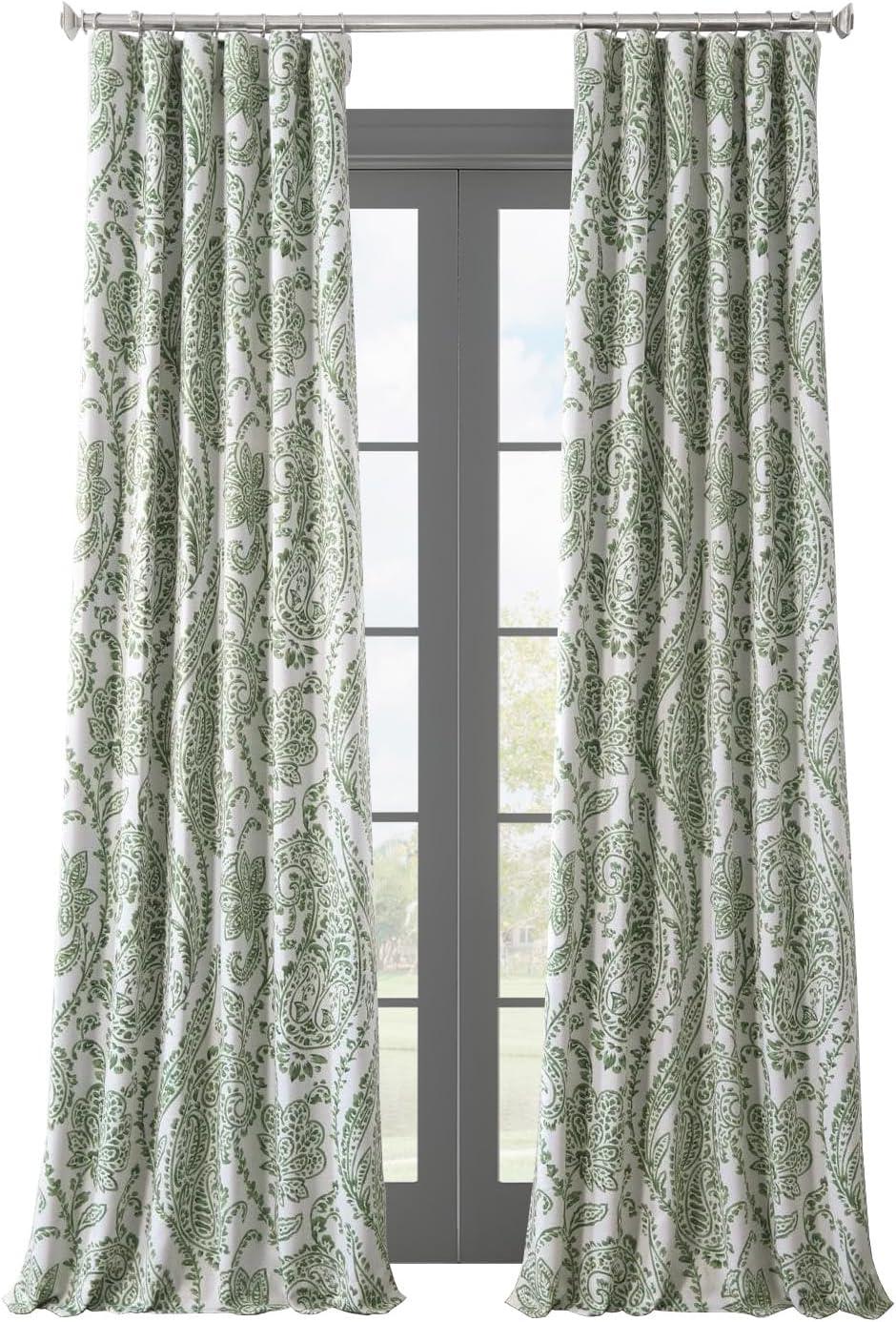 Exclusive Fabrics  Tea Time Room Darkening Curtain (2 Panels) Tea Time Green 50 X 96 96 Inches