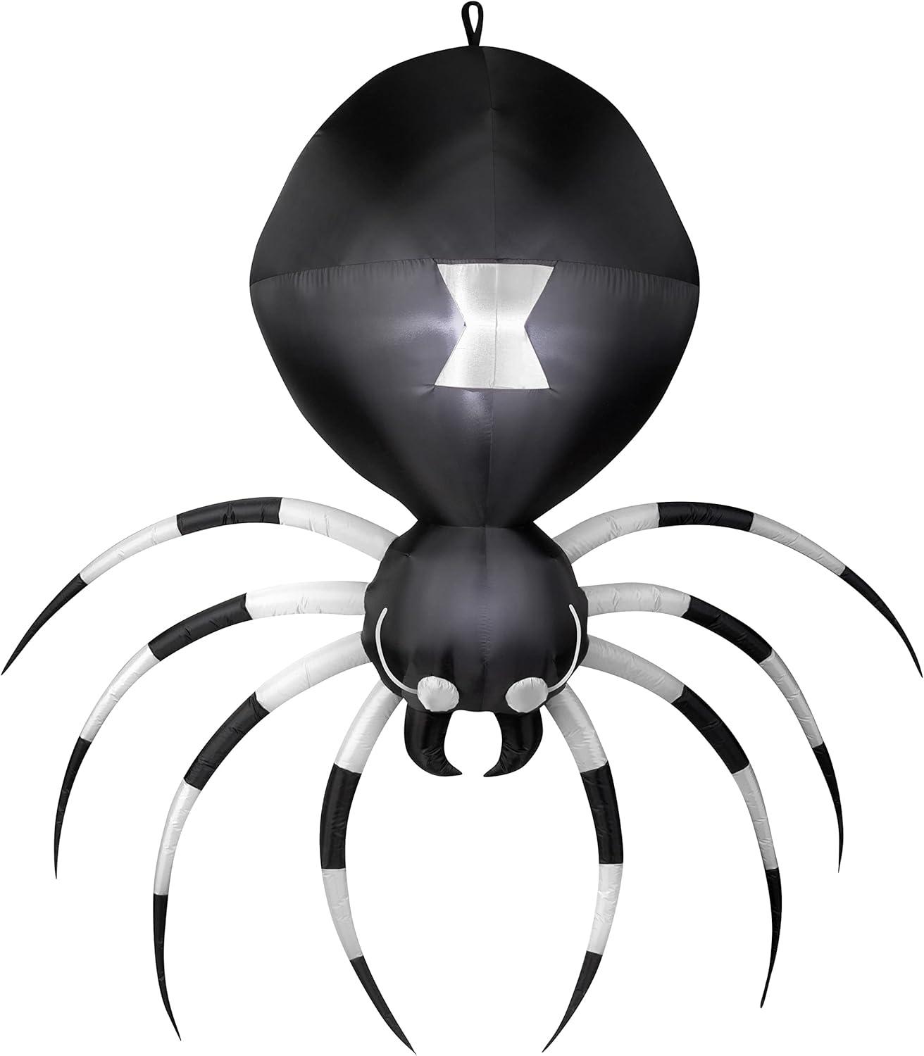 7' Black and White Inflatable Hanging Spider Yard Decoration