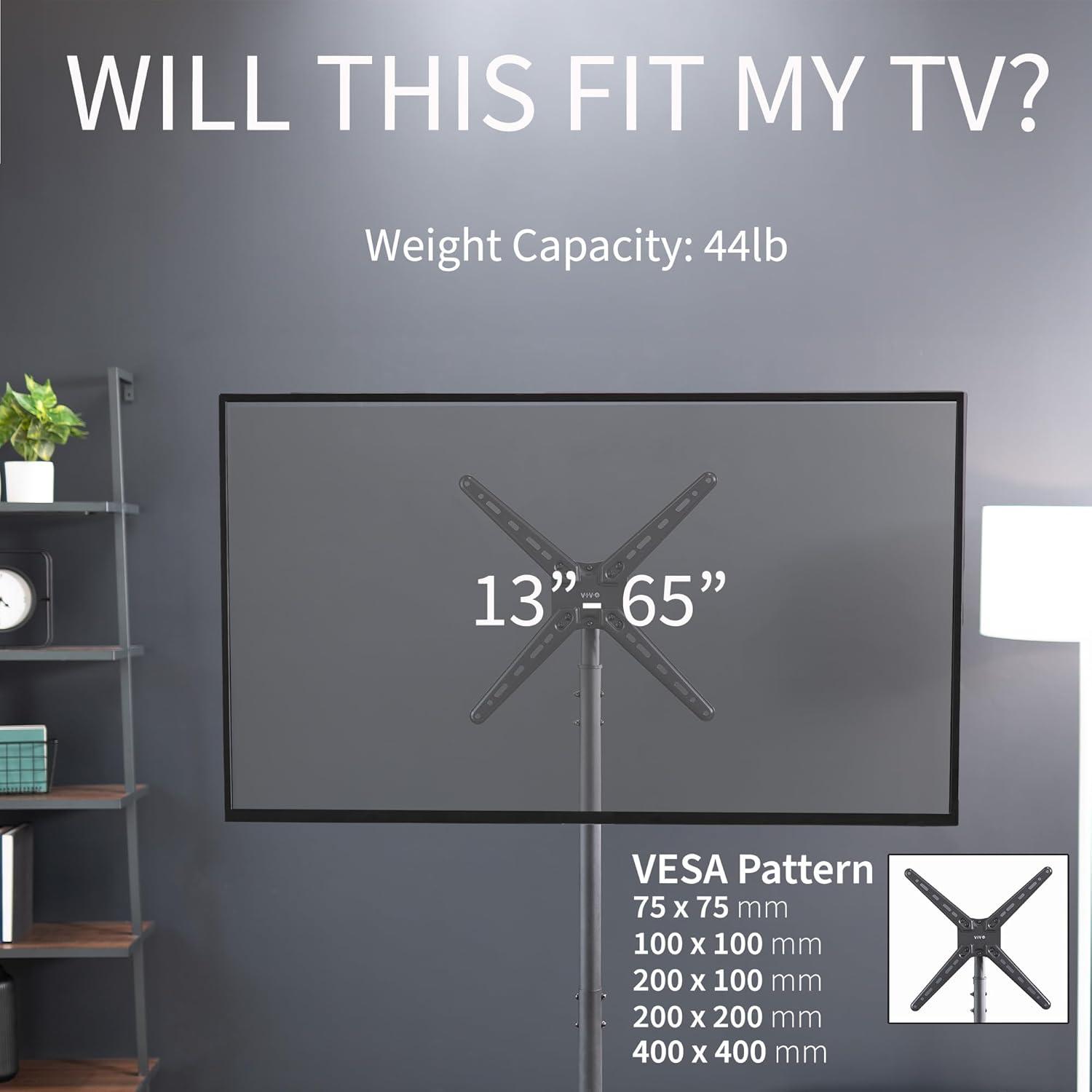 VIVO Extra Tall TV Floor Stand for 13" to 65" Screens, Height Adjustable Mount