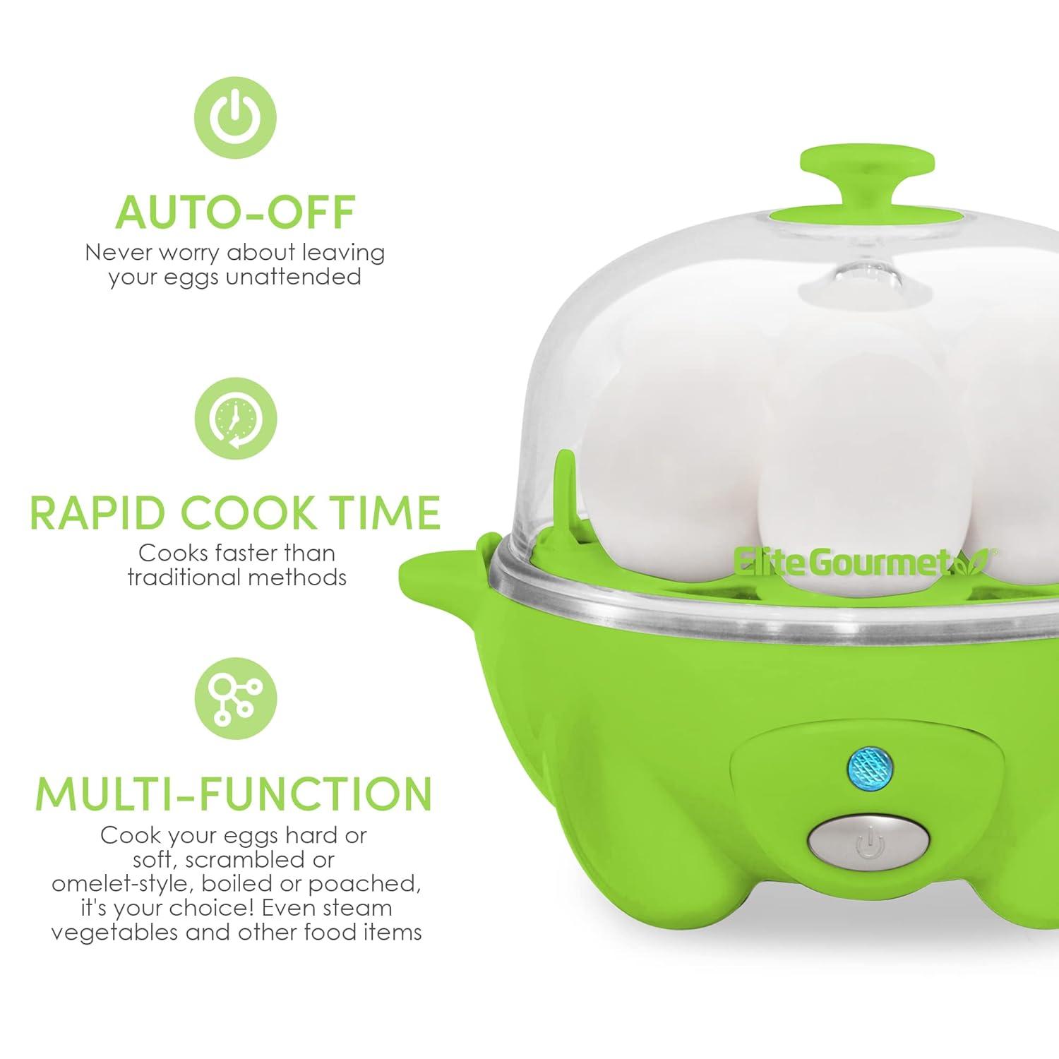 Elite Cuisine EGC-007G Automatic Easy 7-Egg Cooker, Green