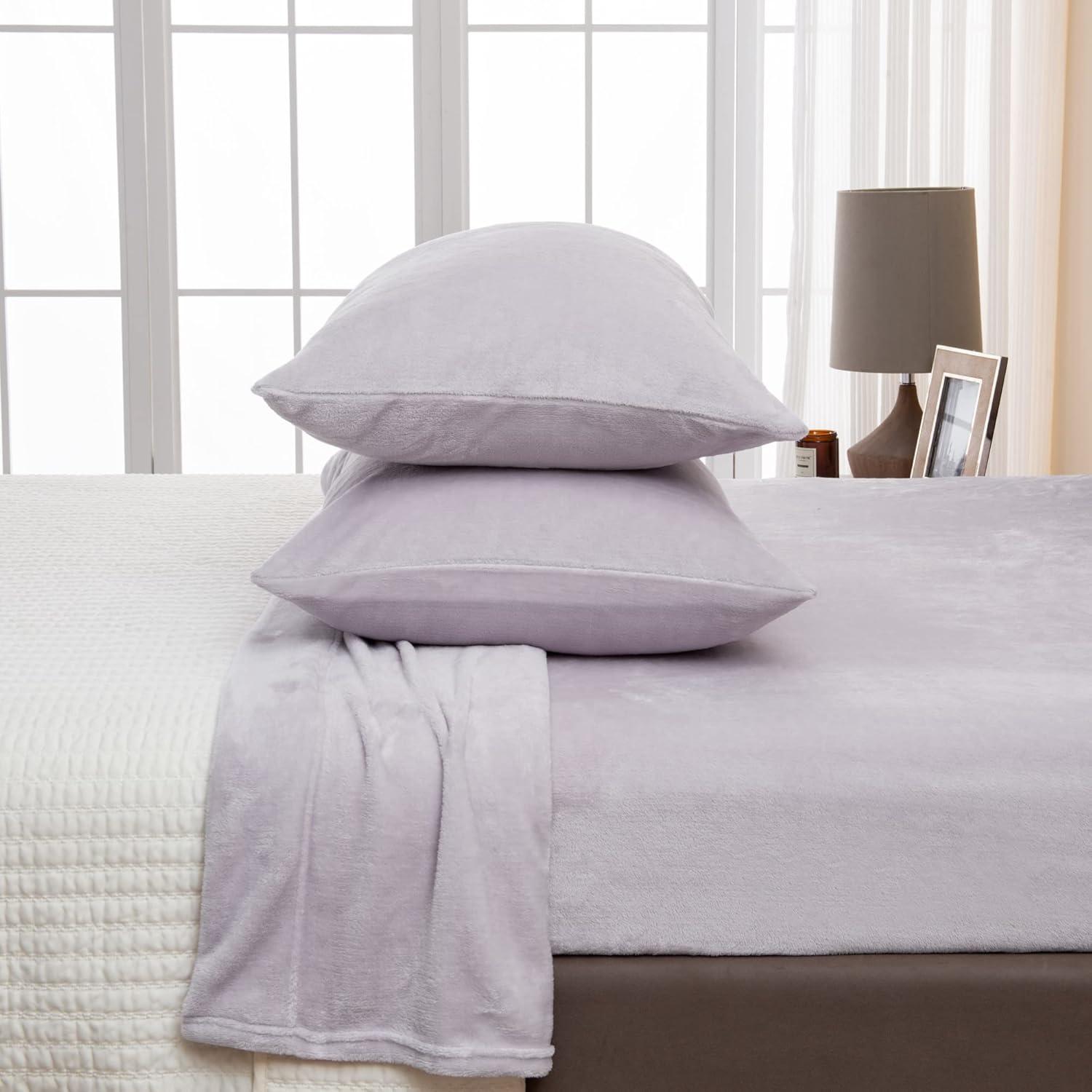 Lilac Twin Velvet Plush Microfiber Deep Pocket Sheet Set