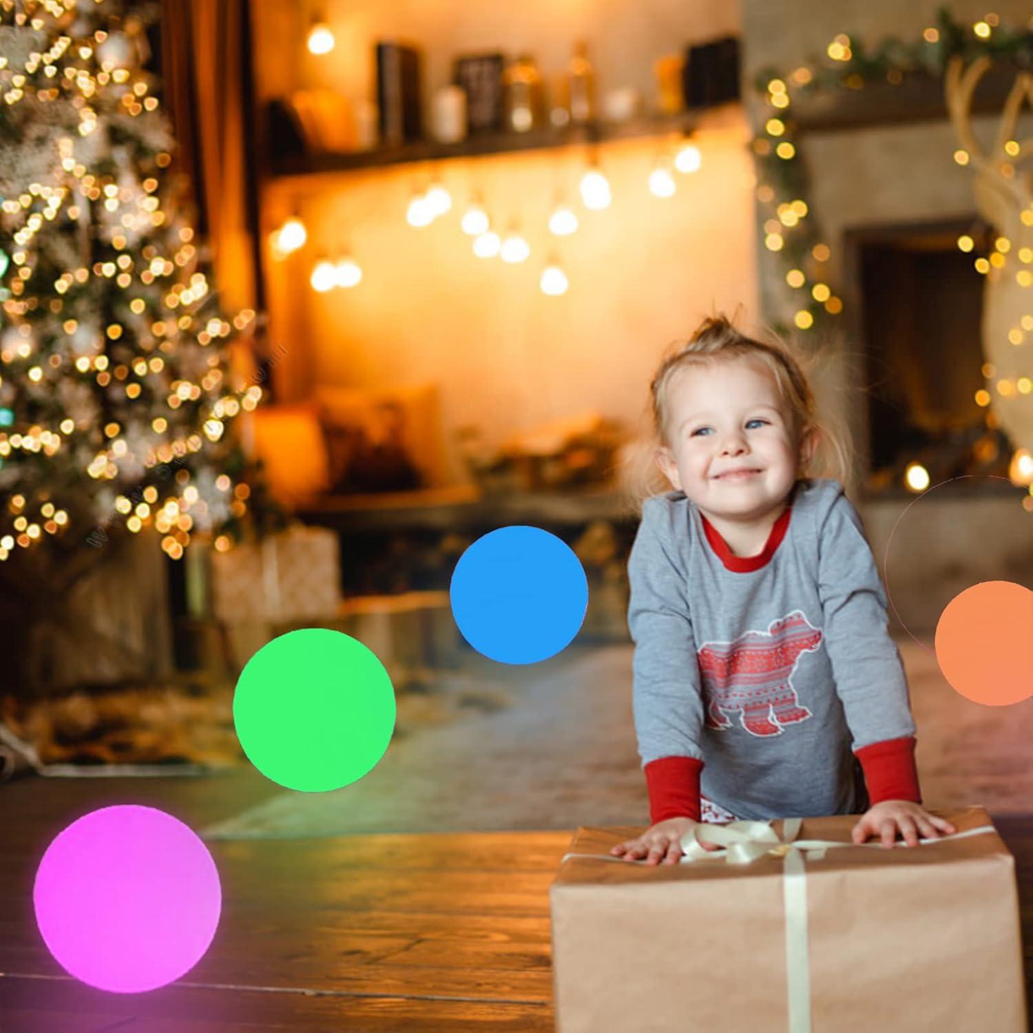 LED Glowing Ball Light, 8-Inch Cordless 16 Color Changing and 4 Light Modes Kids Night Light, Rechargeable & Dimmable Mood Lamp with Remote Control, Perfect for Home Patio Yard Accent Decor