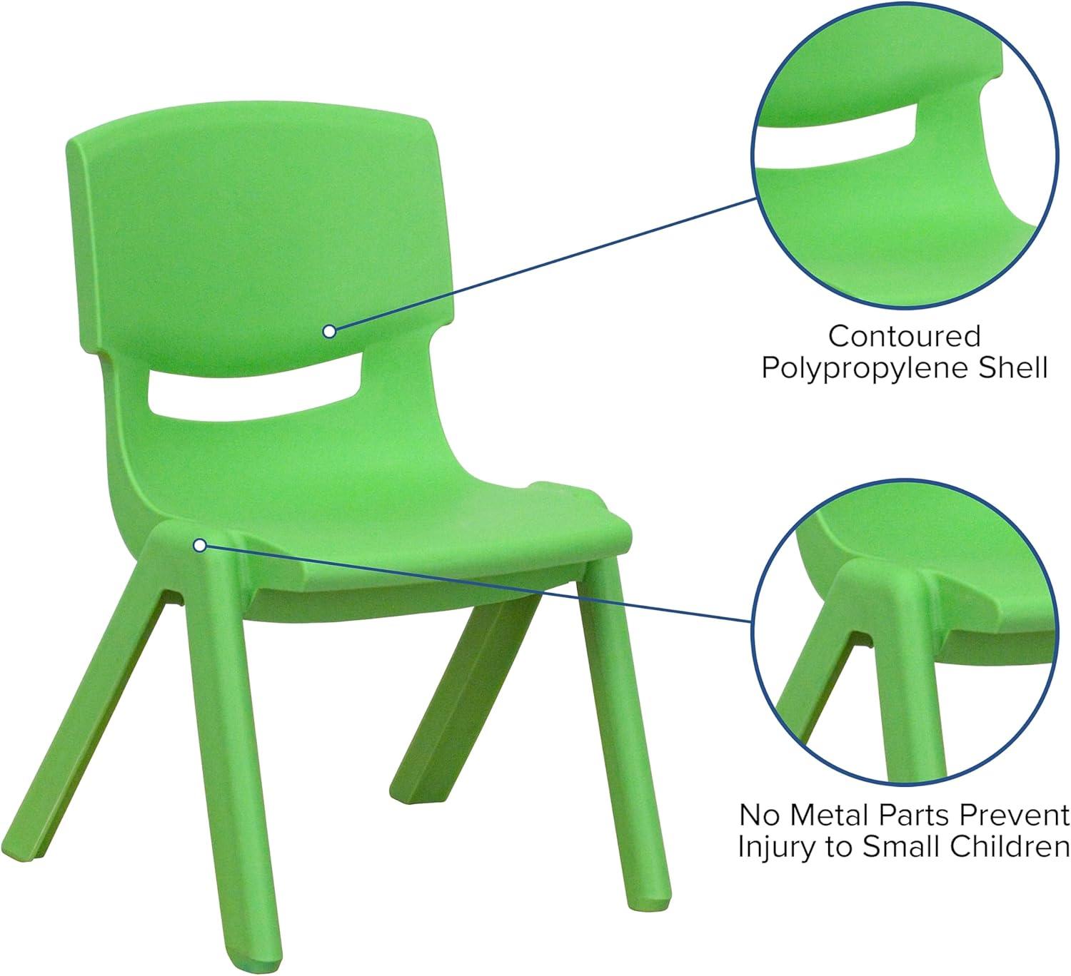 Flash Furniture 2 Pack Green Plastic Stackable School Chair with 10.5'' Seat Height