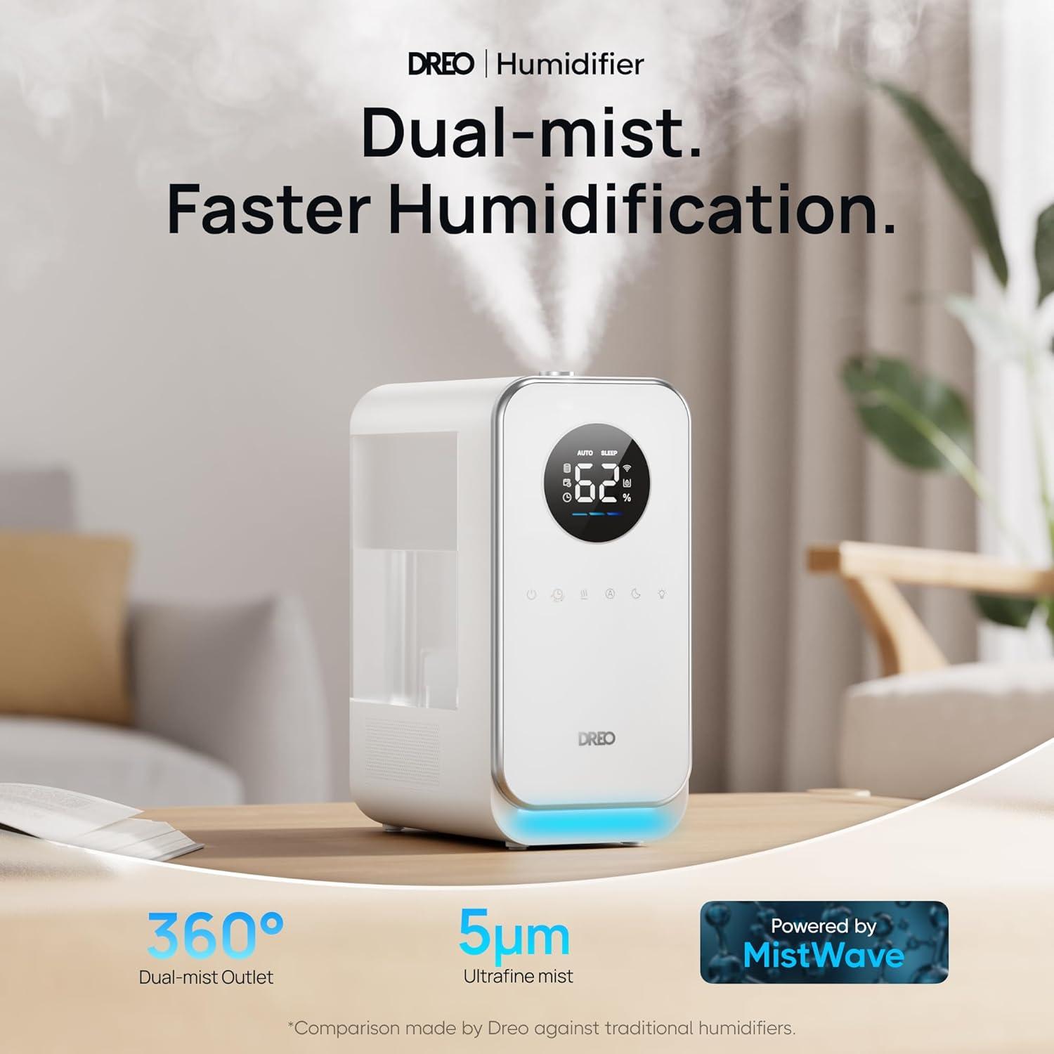 White Ultrasonic Smart Humidifier with App Control, 5L