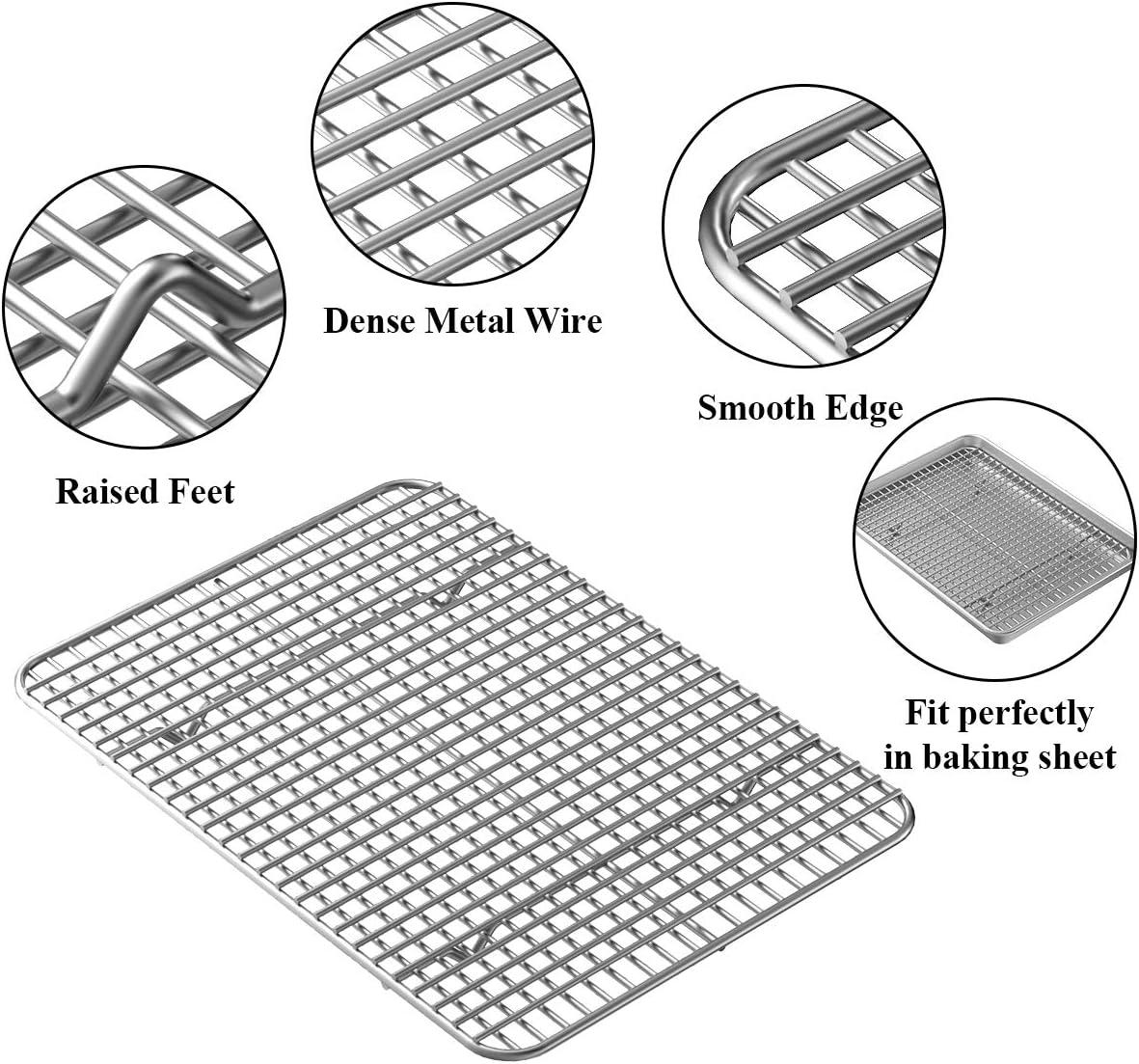 Baking Sheet with Cooling Rack Set [2 Sheets + 2 Racks], GoXteam Stainless Steel Cookie Baking Pan Oven Tray with Rack, 12 x 10 x 1 Inch, Heavy Duty, Non-toxic, Dishwasher Safe