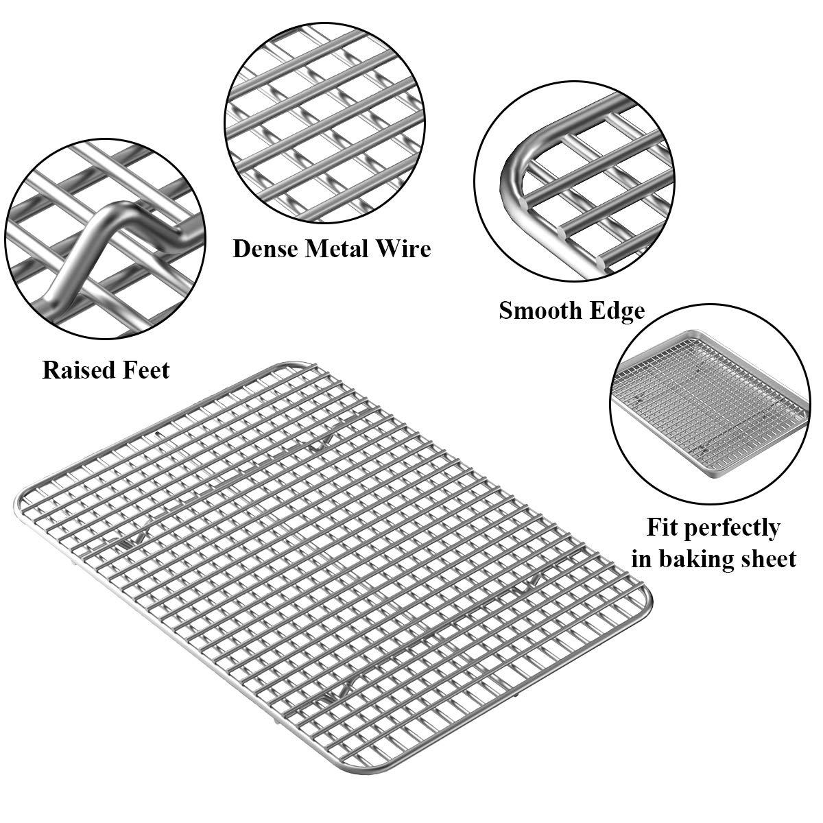 Baking Sheet with Cooling Rack Set [2 Sheets + 2 Racks], GoXteam Stainless Steel Cookie Baking Pan Oven Tray with Rack, 12 x 10 x 1 Inch, Heavy Duty, Non-toxic, Dishwasher Safe