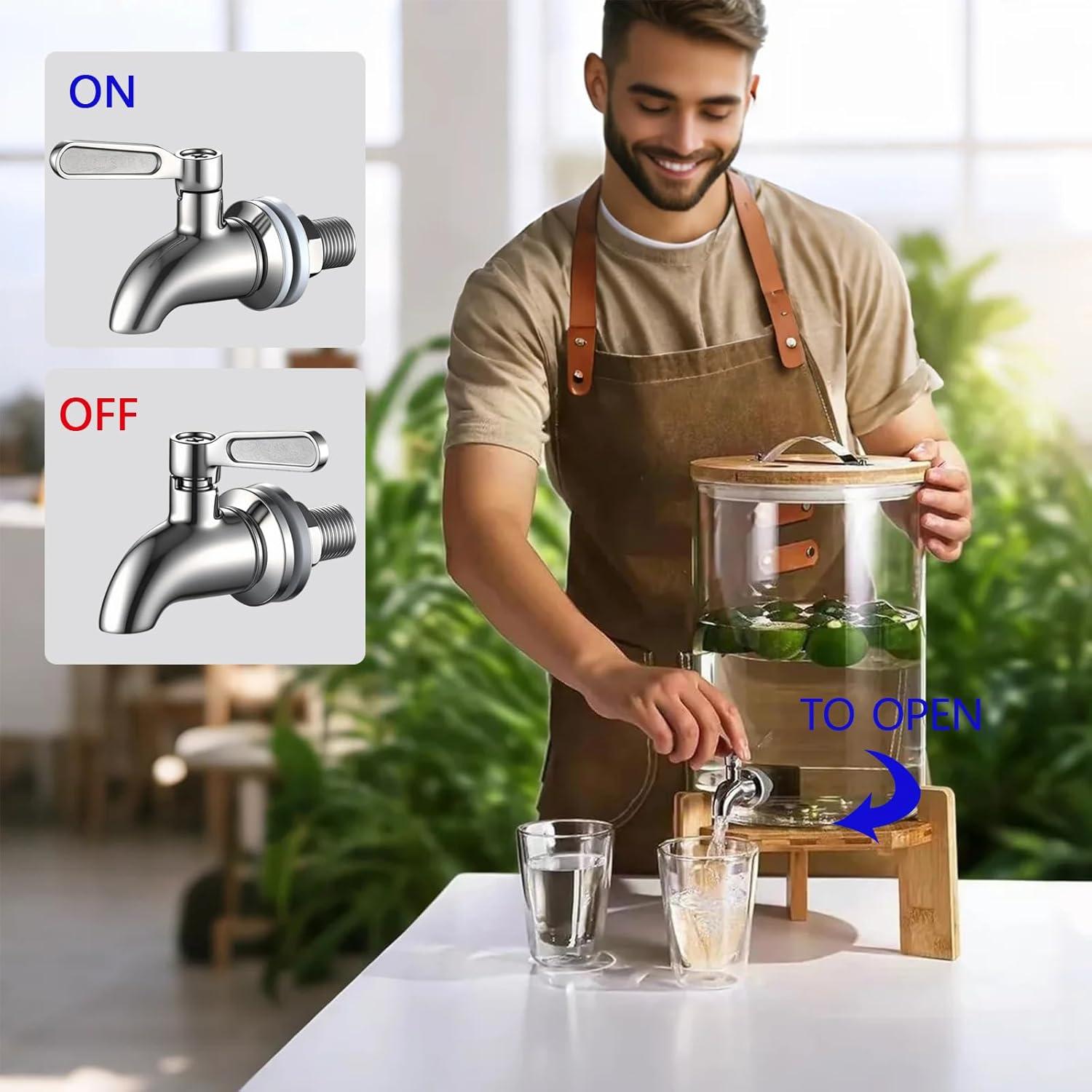 Polished Stainless Steel Beverage Dispenser Replacement Spigot Set
