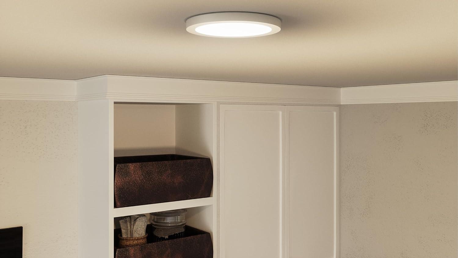 WIixle OST1708W Outskirt Modern Super Flush Mount Ceiling Lighting, 1-Light, LED 12 Watts, Fresco (1" H x 8" W)