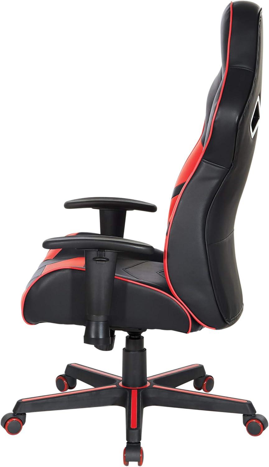 Vapor Gaming Chair in Black Faux Leather with Red Accents