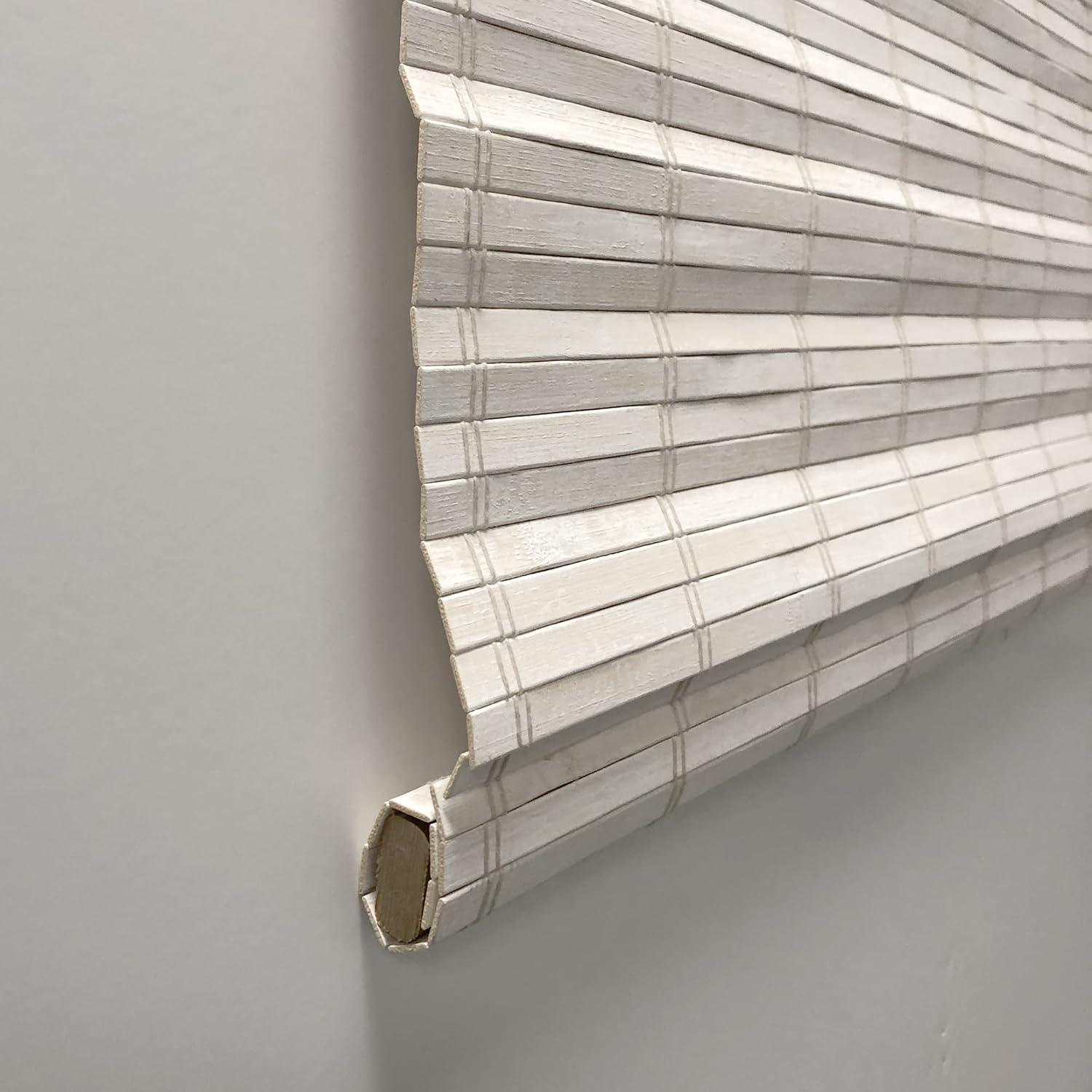 Radiance Brooklyn Cordless White Distressed Bamboo Roman Shade