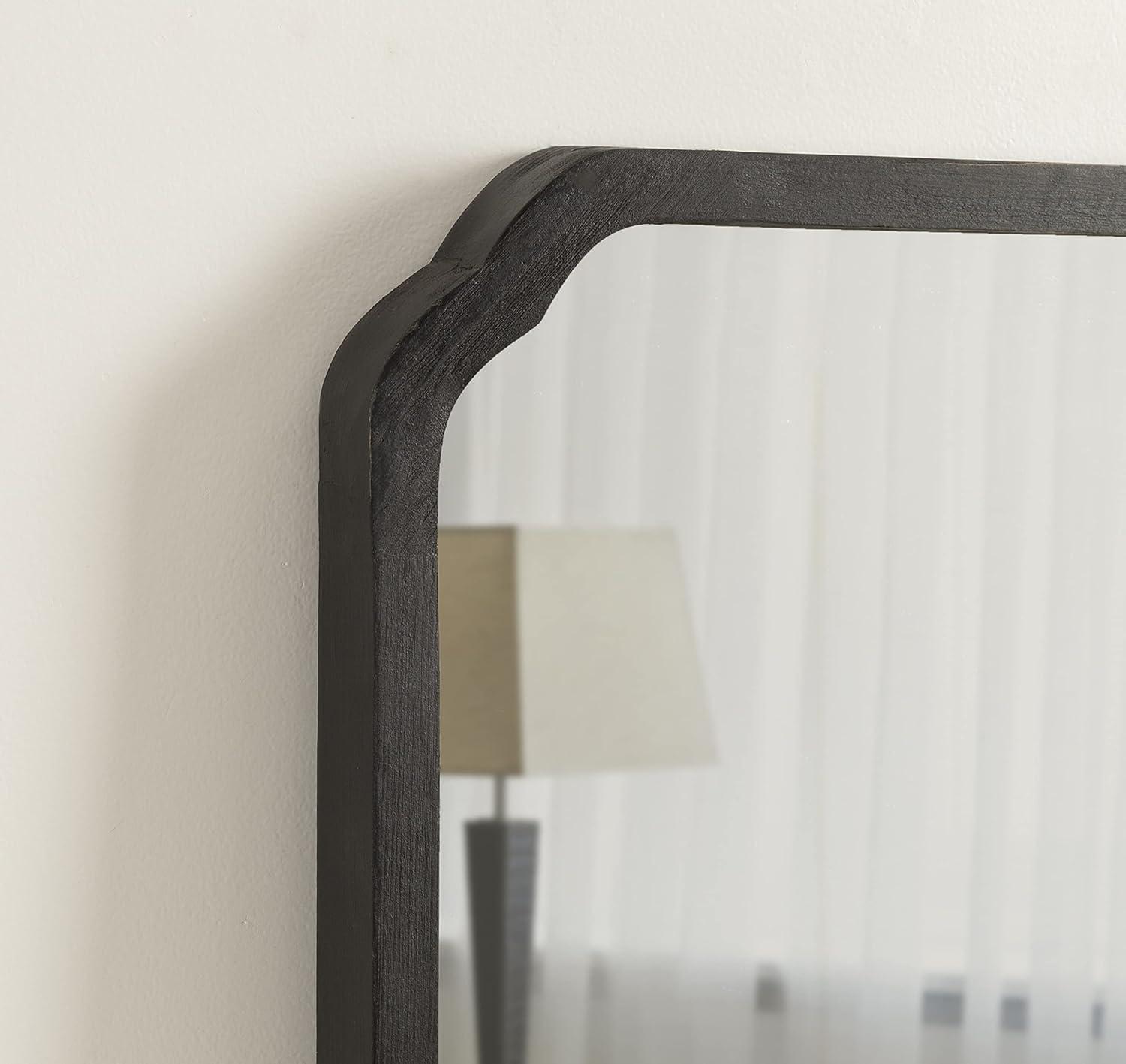 Kate & Laurel All Things Decor 24"x24" Marston Farmhouse Rectangle Wall Mirror Black: Modern Square No Assembly, Wood Frame