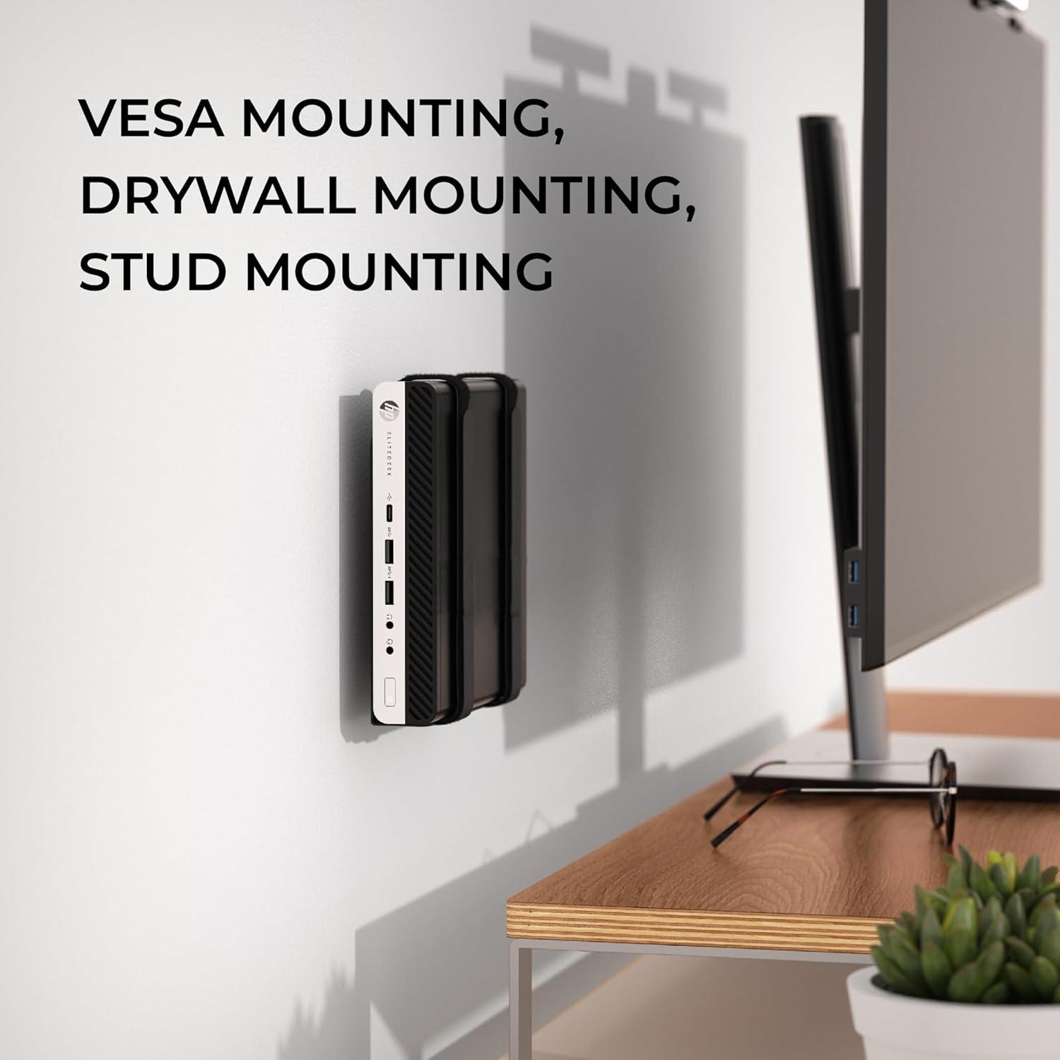 HumanCentric Universal Wall and VESA Mount, Adjustable Strap for Small Computers, UPS Units, Cable Boxes, Modems and Other Electronic Devices, Mounts on The Wall or Back of a Computer Monitor