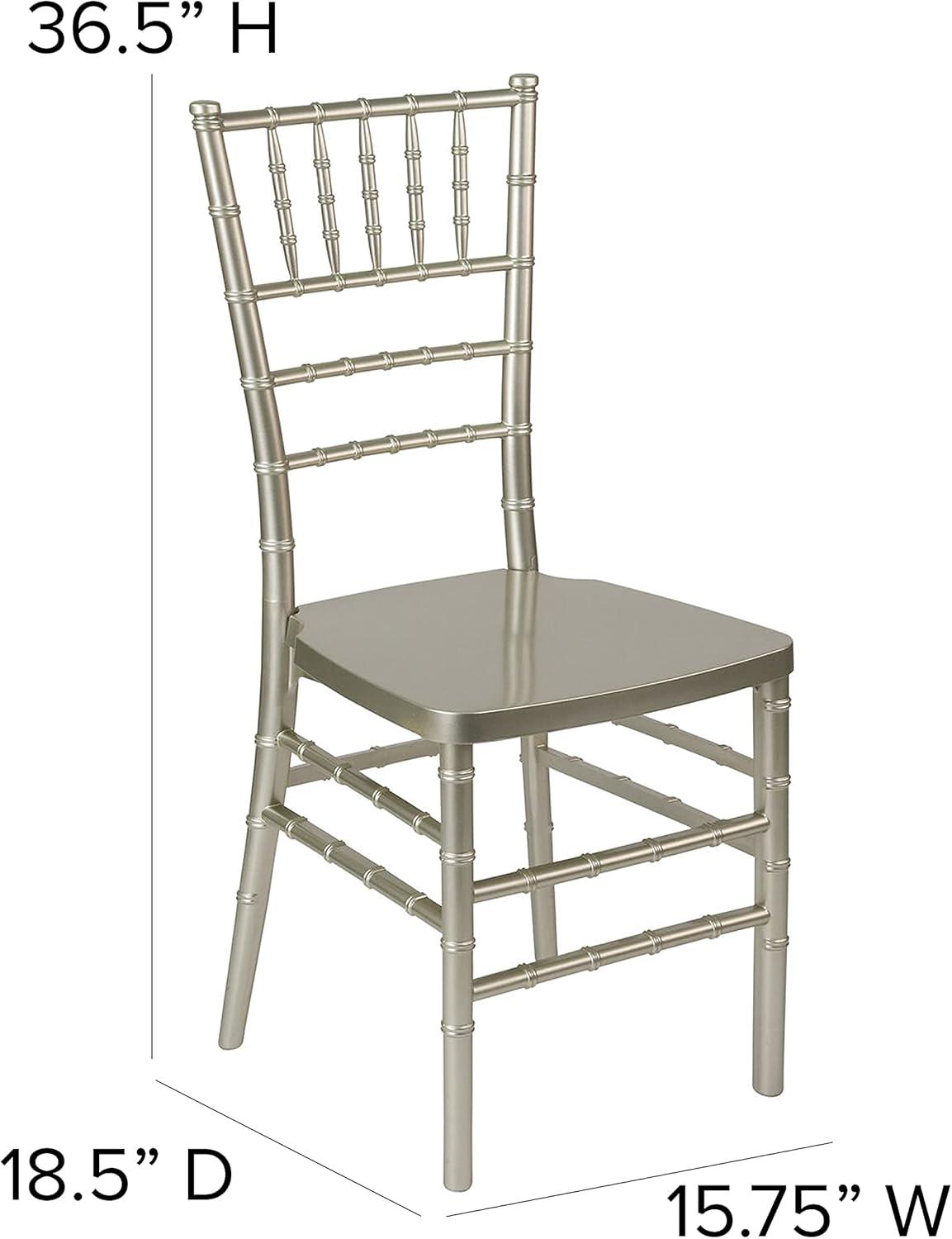 Silver Plastic Armless Chiavari Stacking Chair