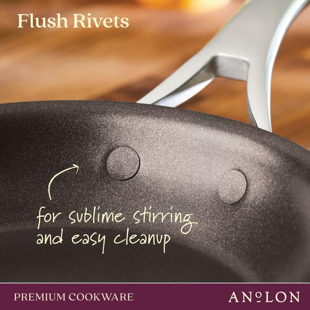 Anolon Nouvelle Copper Luxe 2 Piece Hard-Anodized Nonstick Frying Pan Set, Sable