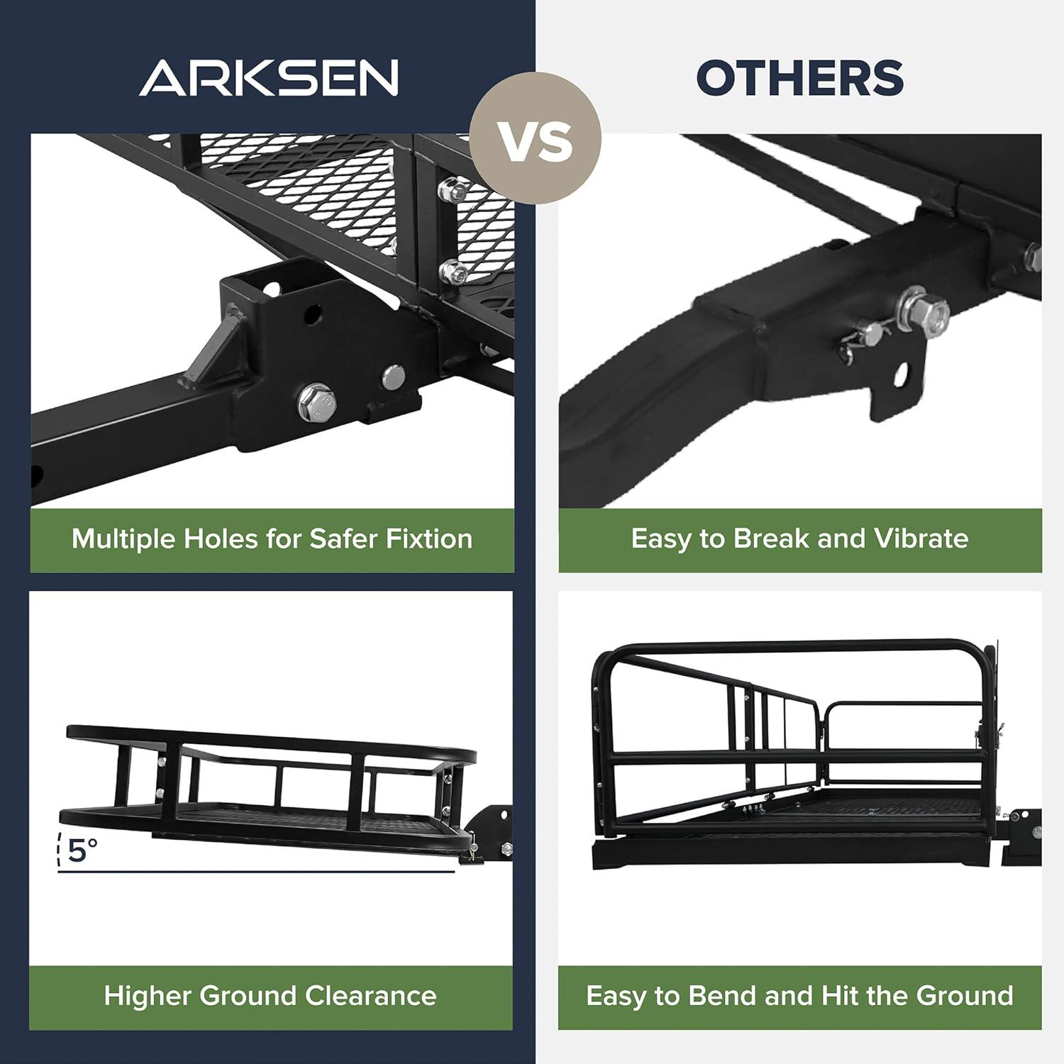 Arksen 60" Cargo Hauler Carrier Hitch Mounted Luggage Basket with Cargo Bag Combo