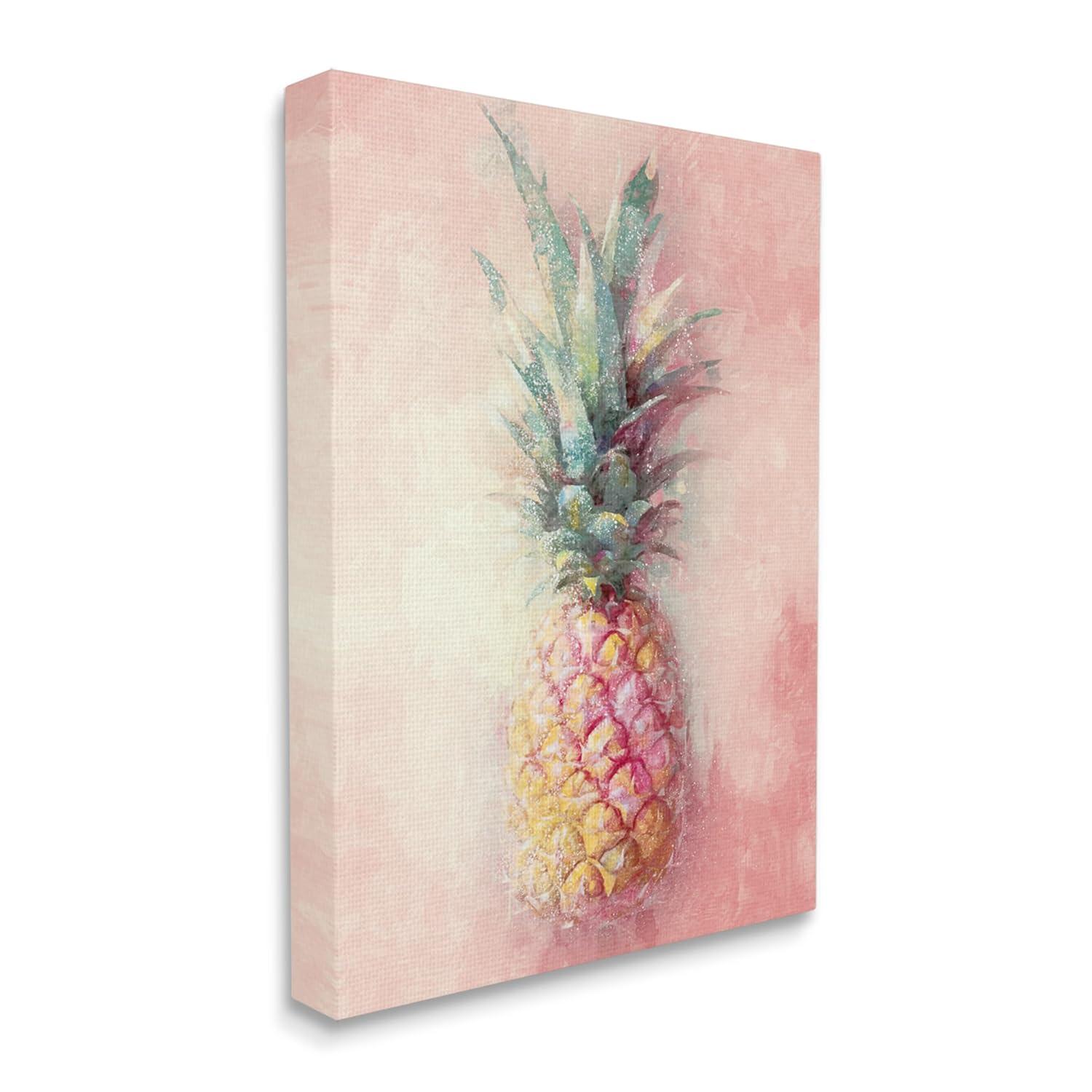 Stupell Industries Tropical Glam Pineapple Food & Beverage Painting Gallery Wrapped Canvas Art Print Wall Art, 16 x 20