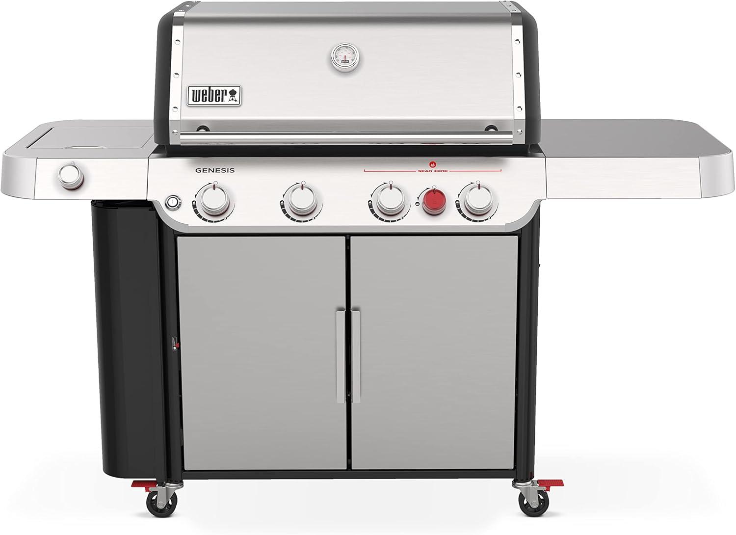 Weber GENESIS S-435 Propane Gas Grill with Sear Burner & Side Burner - Stainless Steel