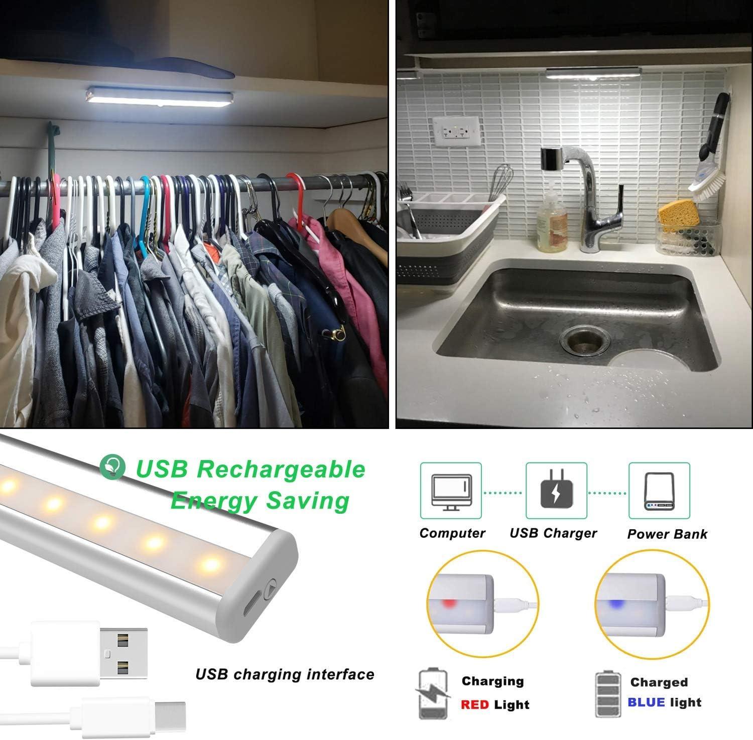 Wireless Dimmable LED Under Cabinet Lights with Remote, 4 Pack