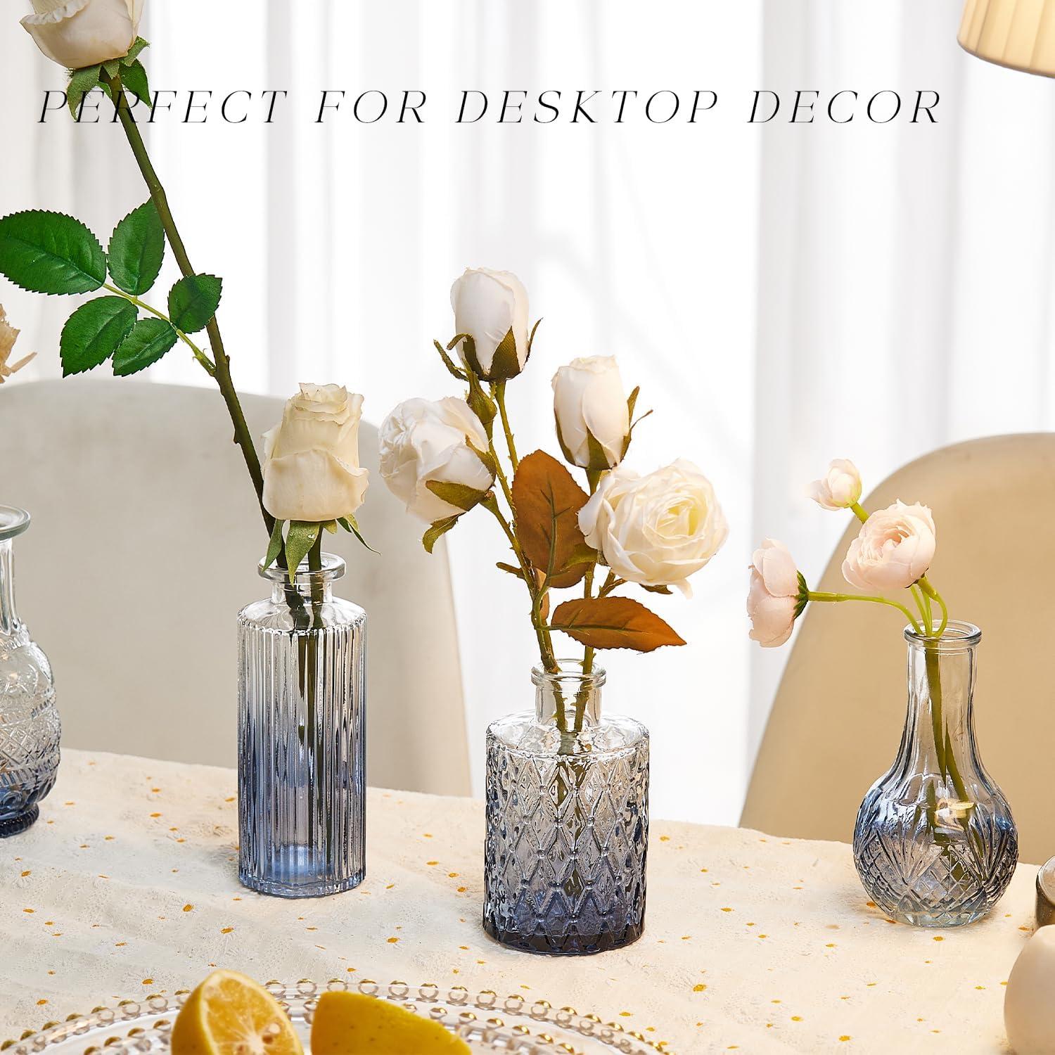 Bud Vases Set of 12, Small Glass Vases for Centerpieces, Small Flower Vases for Centerpieces, Vintage Mini Vase, Clear Bud Vase for Wedding Table Decor