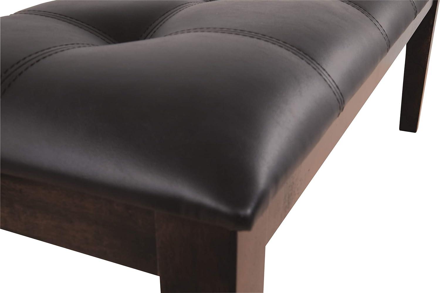 Haddigan Transitional 50" Dark Brown Tufted Faux Leather Bench