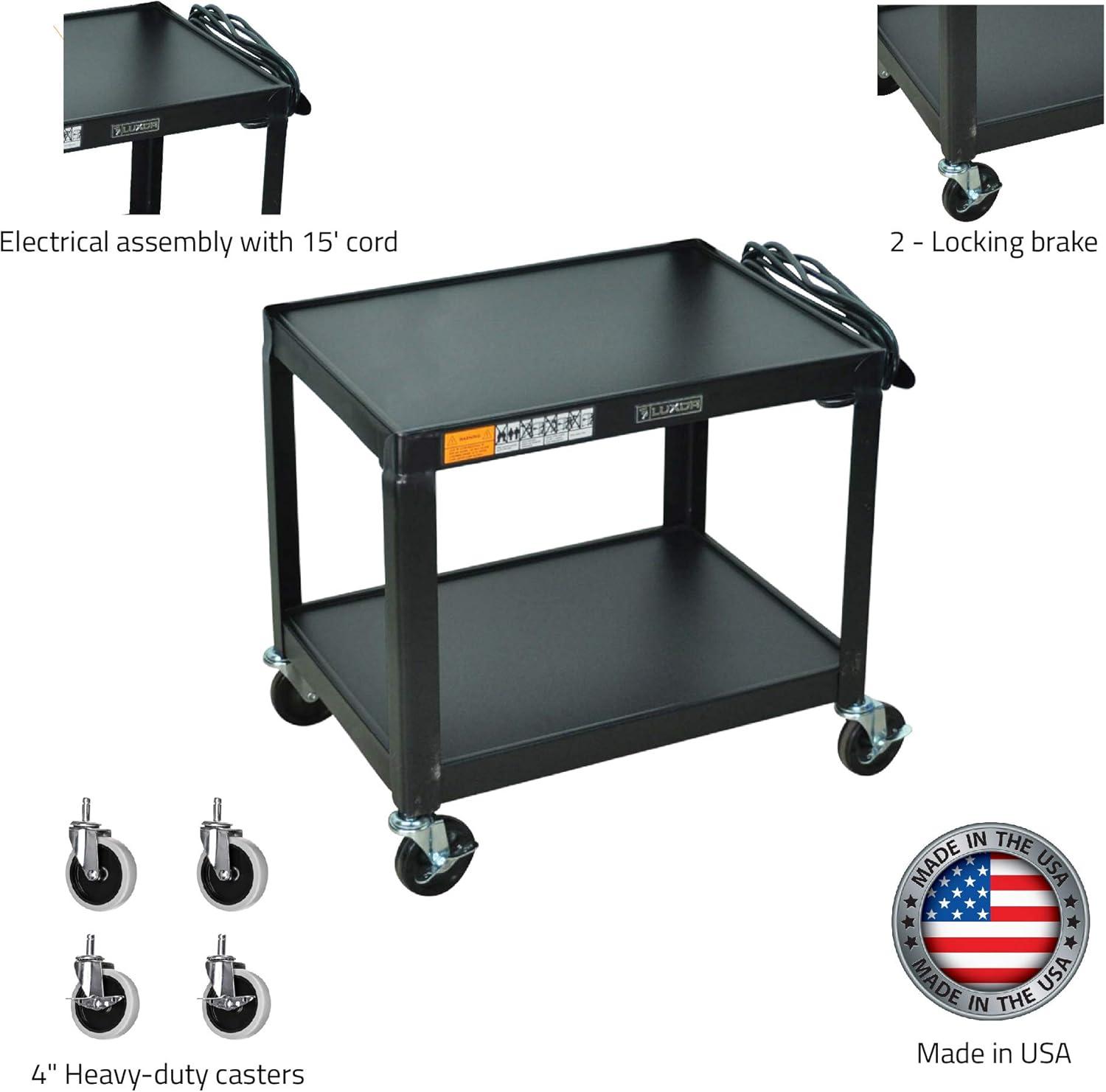 SteelCart Open Shelf Fixed Height Table AV Cart