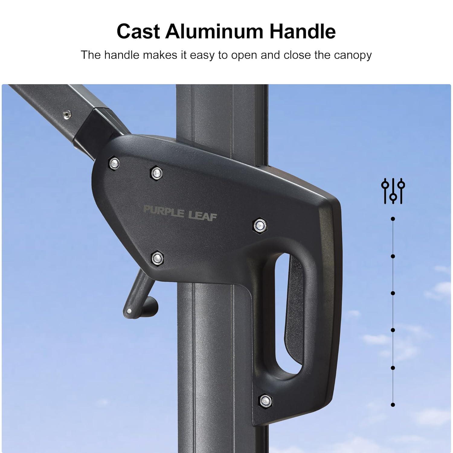 PURPLE LEAF 8 Feet Patio Umbrella Outdoor Cantilever Square Umbrella Aluminum Offset Umbrella with 360-degree Rotation for Garden Deck Pool Patio, Light Grey