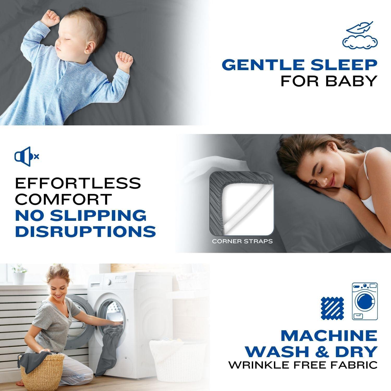 DREAMCARE - Bed Sheets Set - Queen Size Sheet with Side Pocket - 4pcs Set, 15 inches, Dark Gray