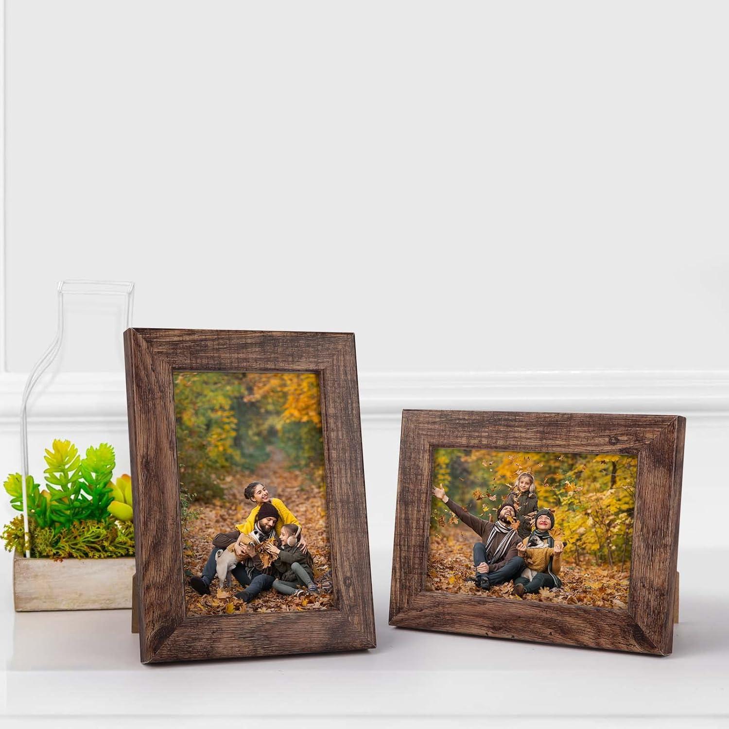 4x6 Picture Frame Set of 7, Rustic Photo Frame for Wall or Tabletop, Brown