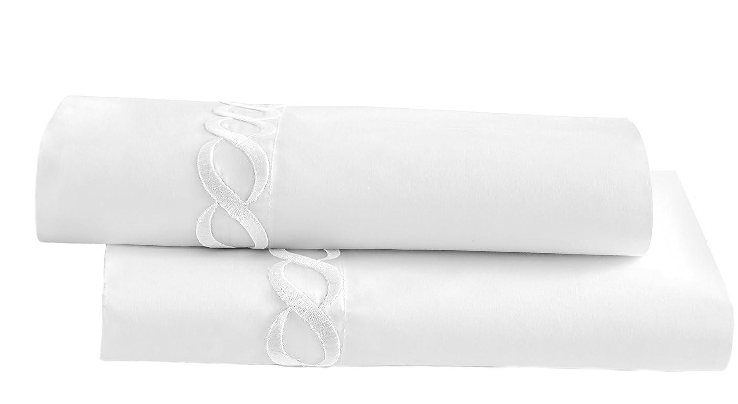 Kassatex Standard Catena Bedding Collection Pillowcase Set, White
