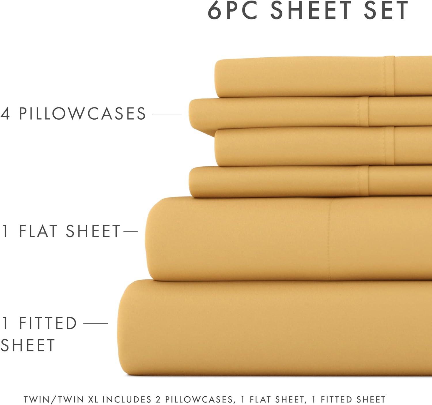 Linen Market Twin Sheet Set 4 Piece - Ultra Comfortable & Breathable Cooling Twin Bed Sheets - Deep Pocket & Wrinkle-Free Sheets Fits 16" Mattress - Extra Soft & Oeko-TEX Certified - Gold
