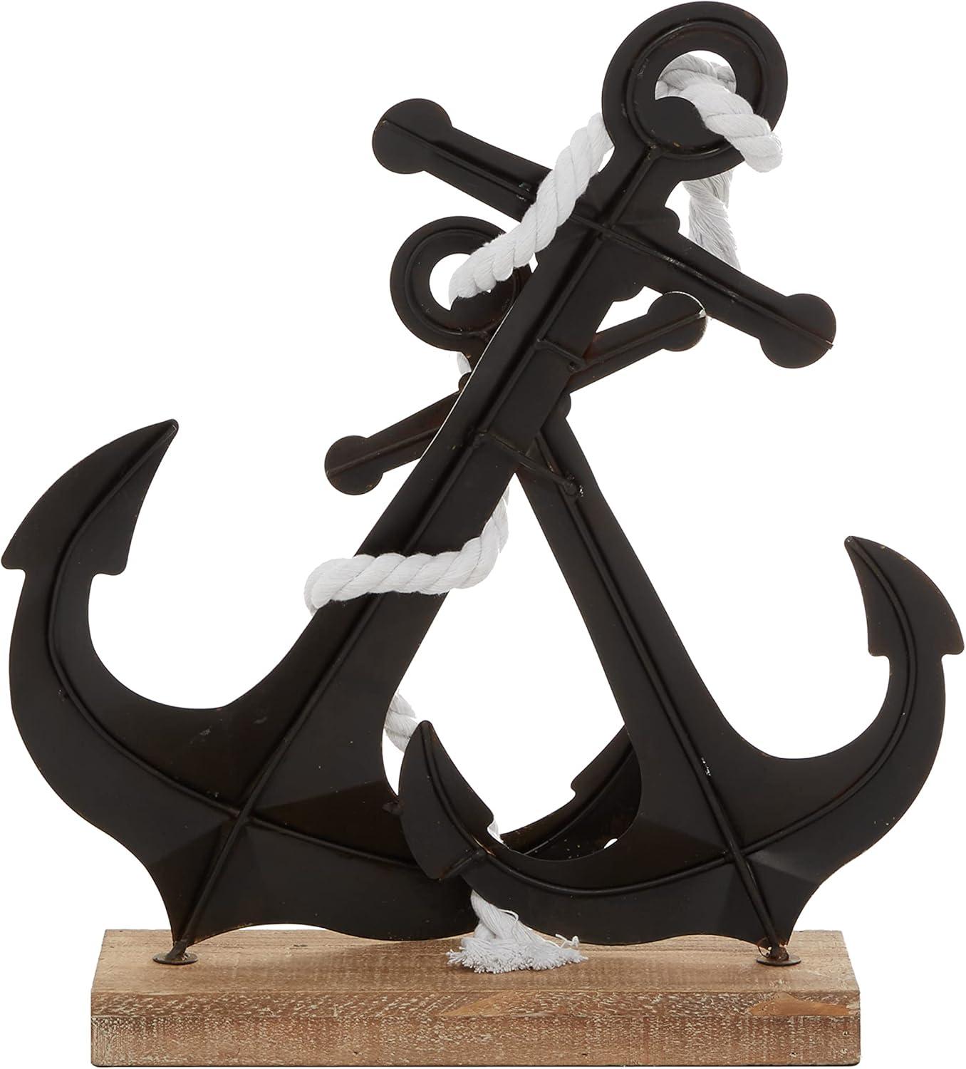 15" x 16" Black Metal Anchor Sculpture, by DecMode