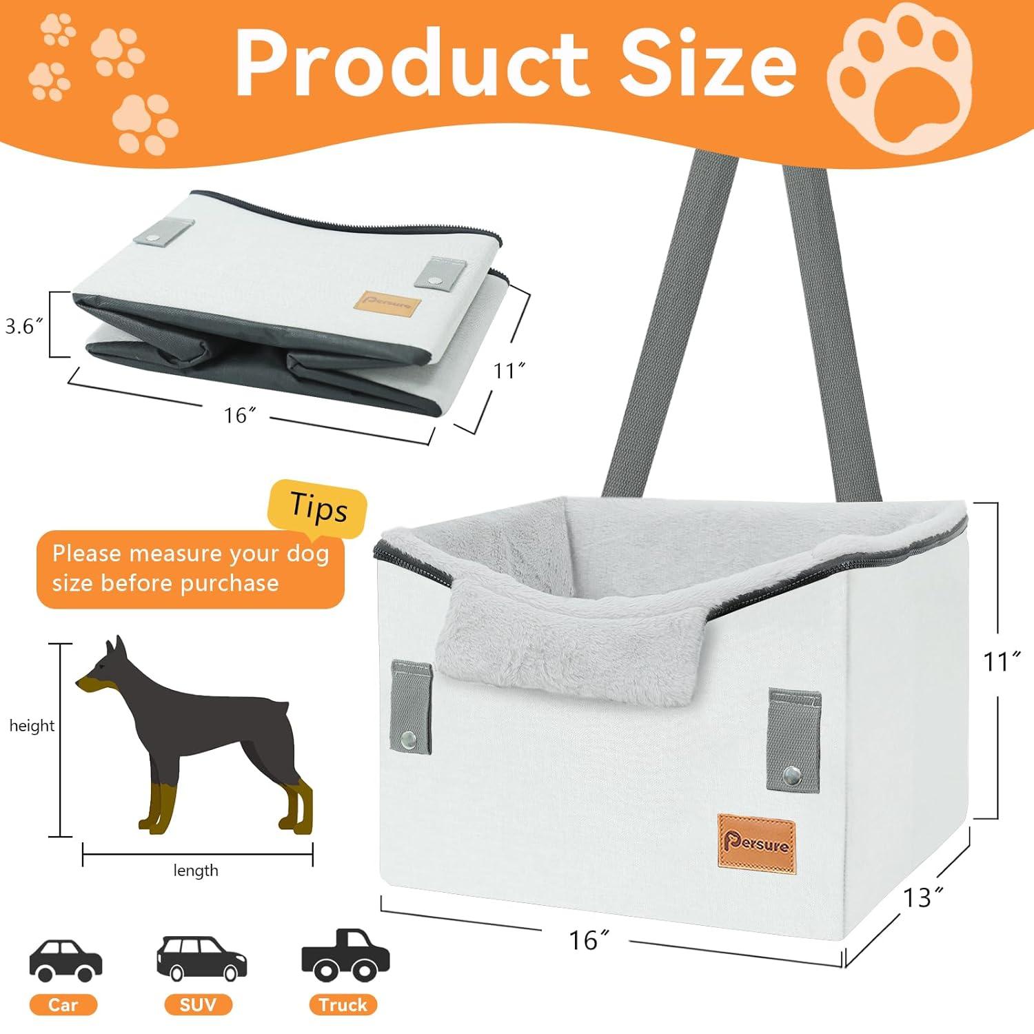 PETSFIT Dog Car Seats for Small Dogs, Portable Dog Booster Car Seat with Patent Safe Buckles,Pets Up to 25lbs ,Grey