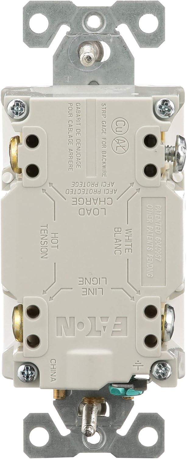 White Tamper Resistant AFCI Duplex Receptacle with Indicator Light