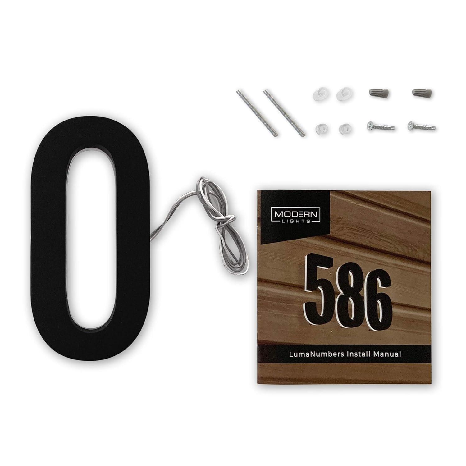 5 Inch Backlit LED House Number - Modern Stainless Steel Address Number with 6000K White Light, Acrylic Backing - 12V Powered, Mounting Plate Sold Separately - Black (Number 3)