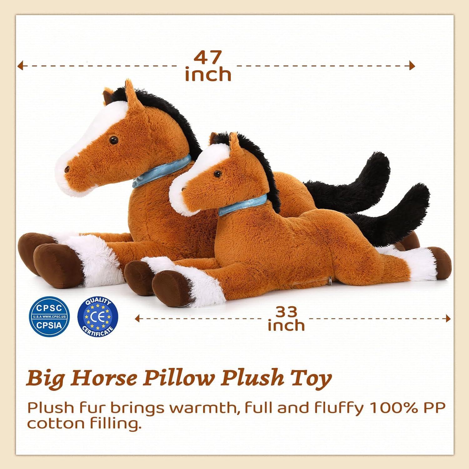 MaoGoLan 47" Giant Horse Stuffed Animal Large Stuffed Horse Plush Toy