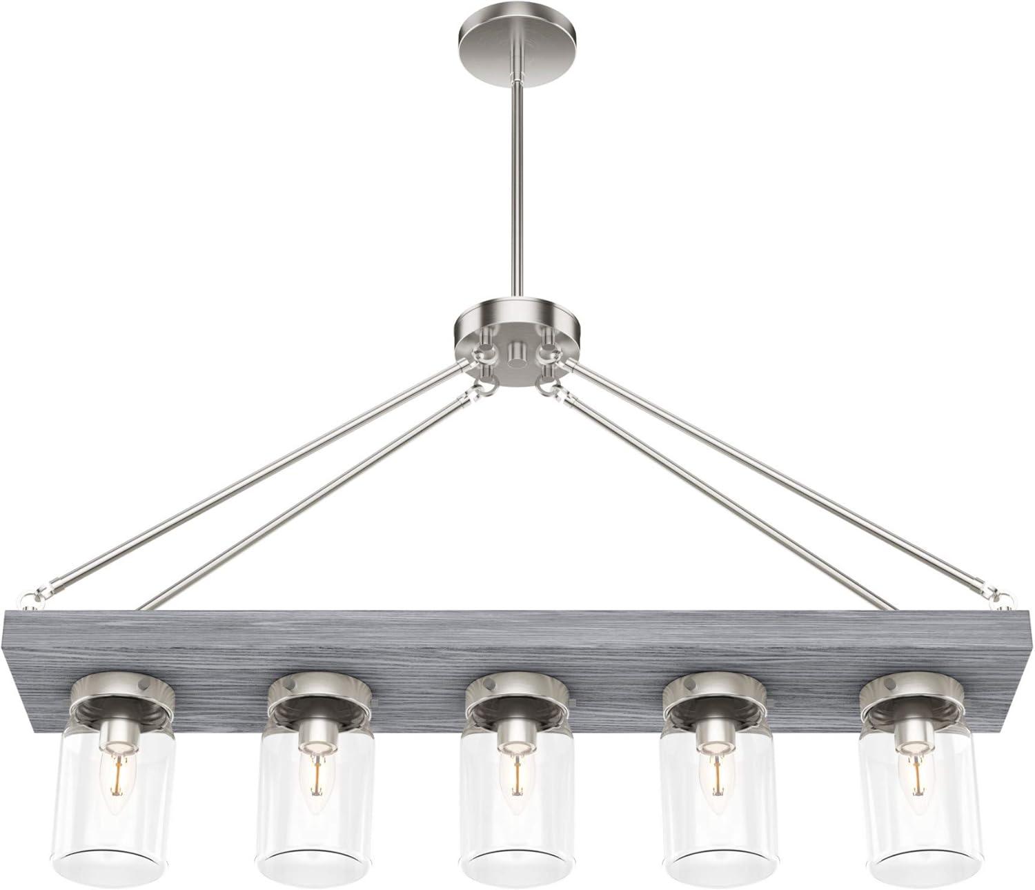 Devon Park Brushed Nickel 5-Light Mason Jar Chandelier