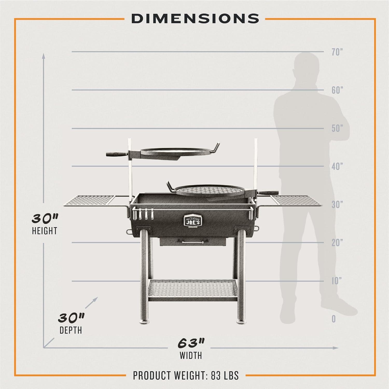 Oklahoma Joe's 47" Black Steel Charcoal/Wood Grill