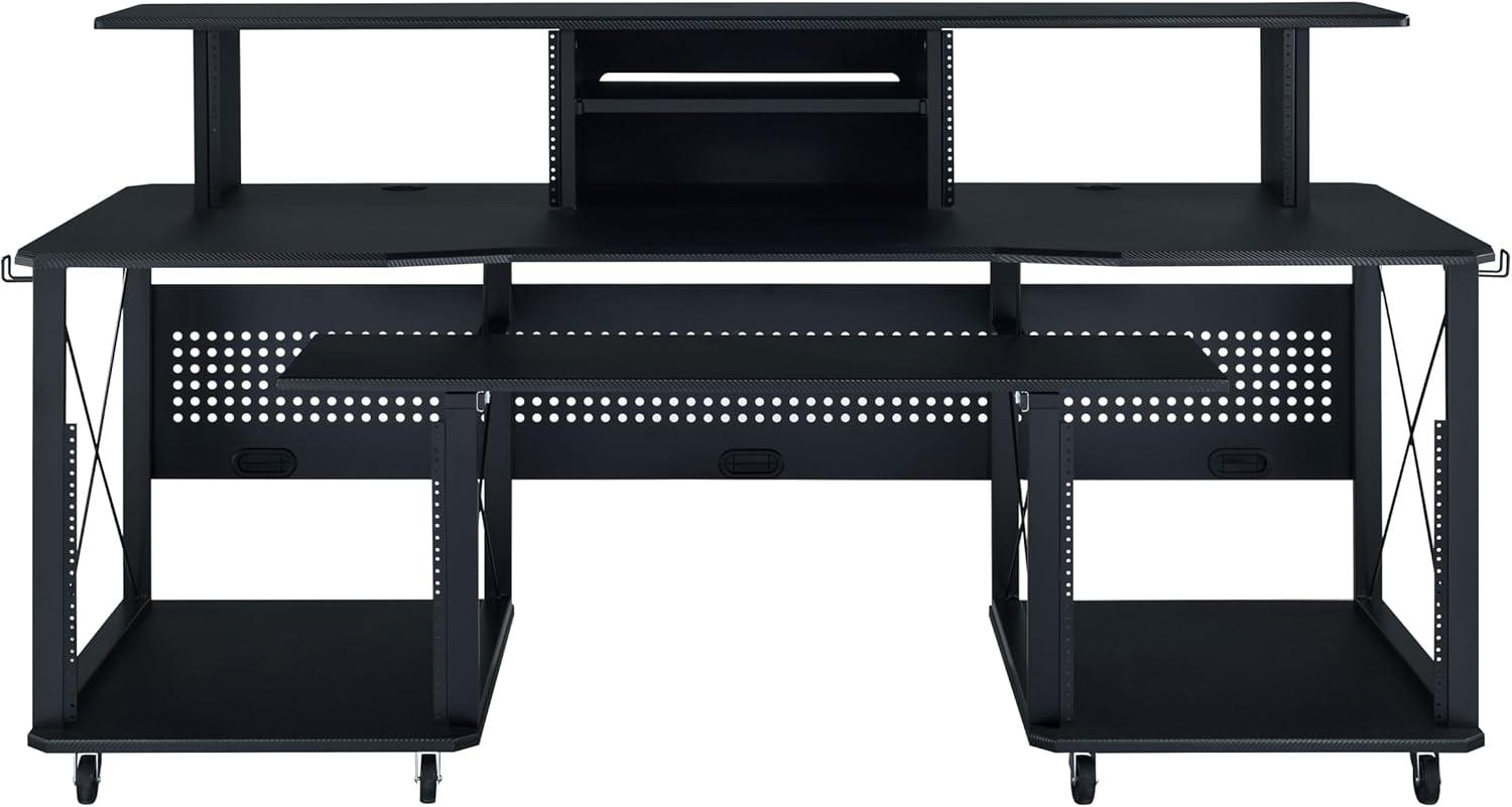 Megara 72" Decorative Bookshelf Black - Acme Furniture: Music Desk with Hutch & Keyboard Tray