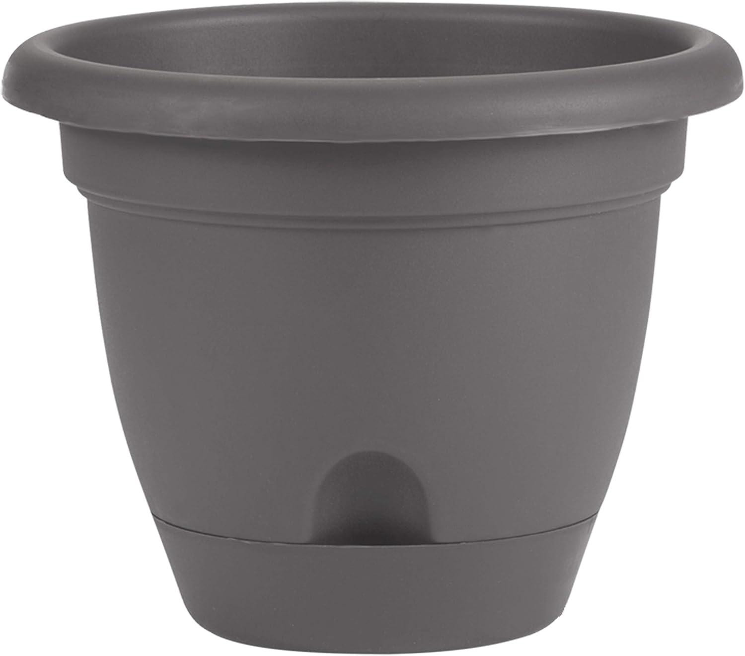 Bloem Lucca 10.8 in. H X 13 in. D Resin Planter Charcoal Gray