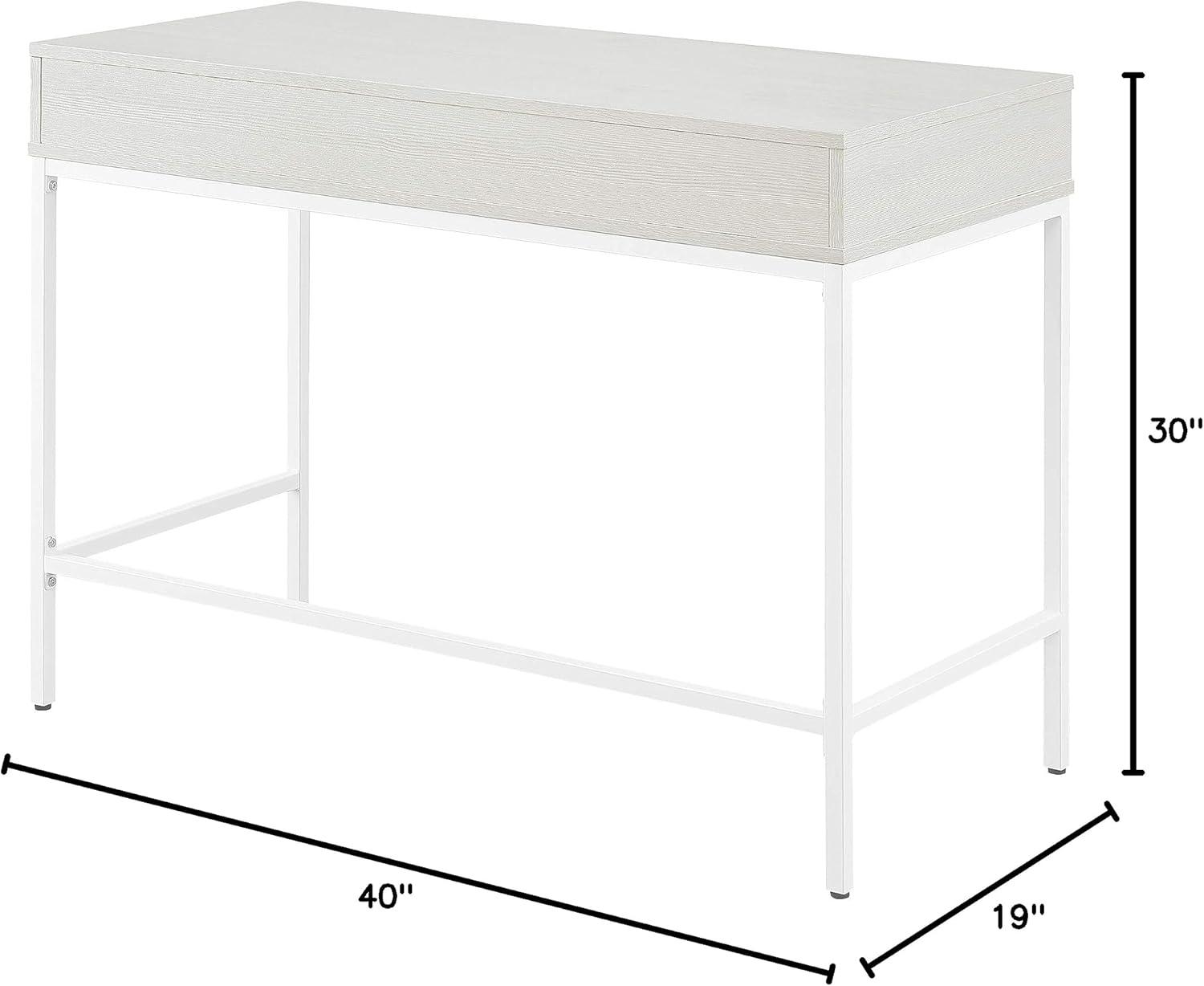 Contempo 40-Inch Desk with Drawer and Shelf in Brown Wood Grain Finish