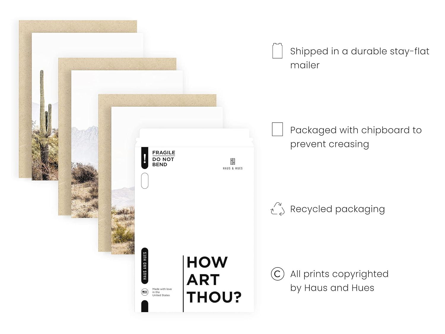 Haus and Hues Desert Wall Art - Set of 3 Western Posters, Landscape Pictures Wall Art, Nature Posters and Prints, Joshua Tree Wall Art, Cactus Posters Nature, Scenic Posters For Wall (12x16, Unframed)